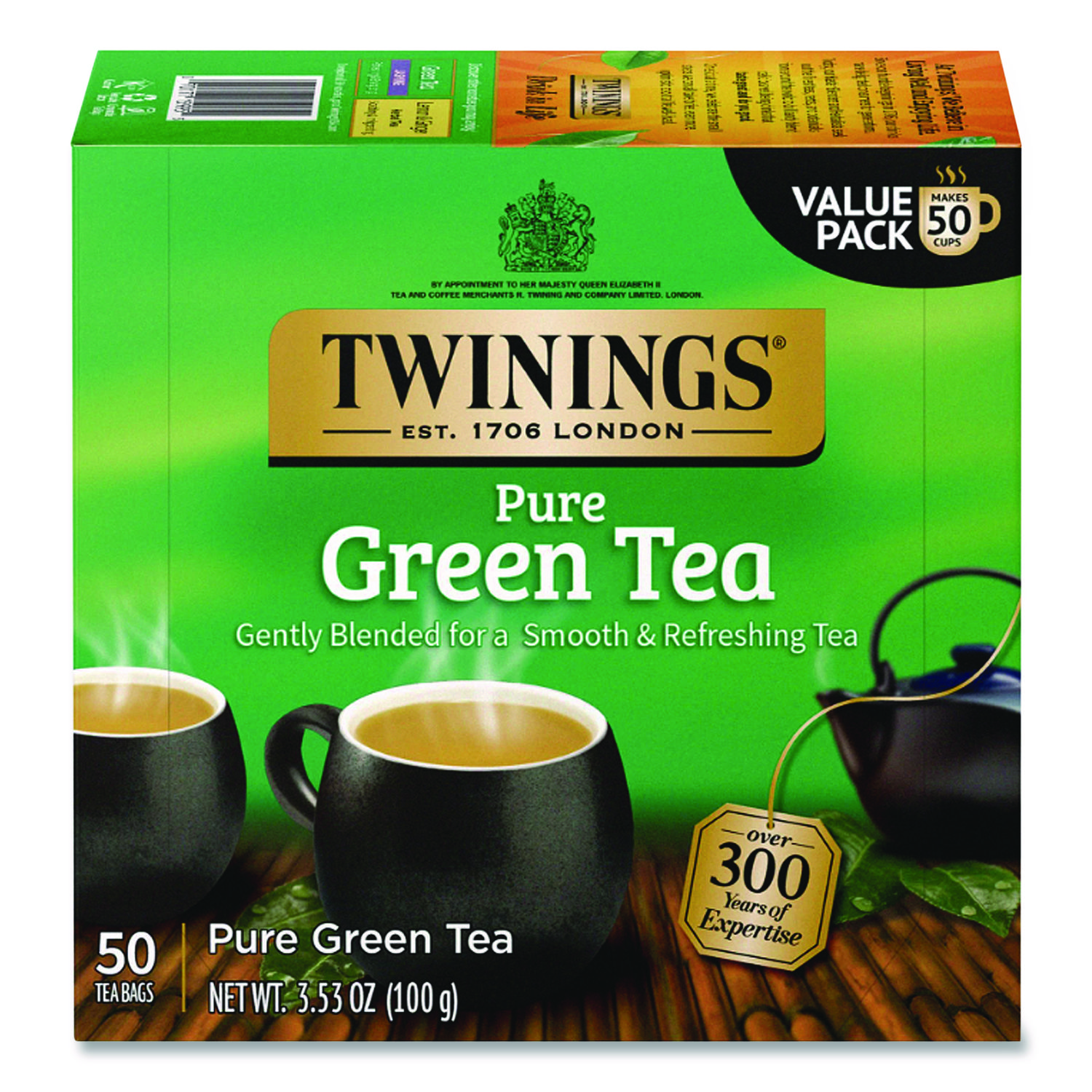Tea Bags, Green, 3.53 oz, 50/Box