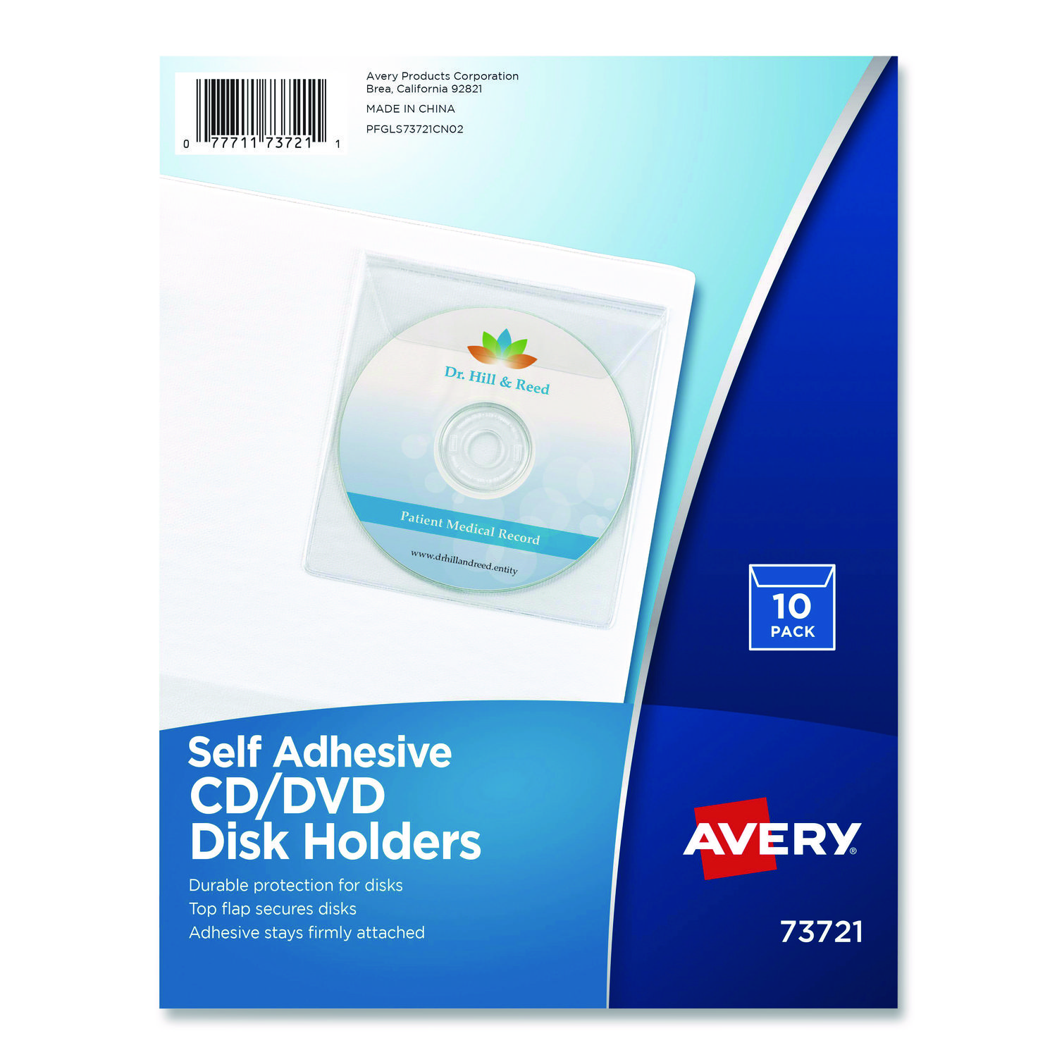 Self-Adhesive Media Pockets, 1 Disc Capacity, Clear, 10/Pack