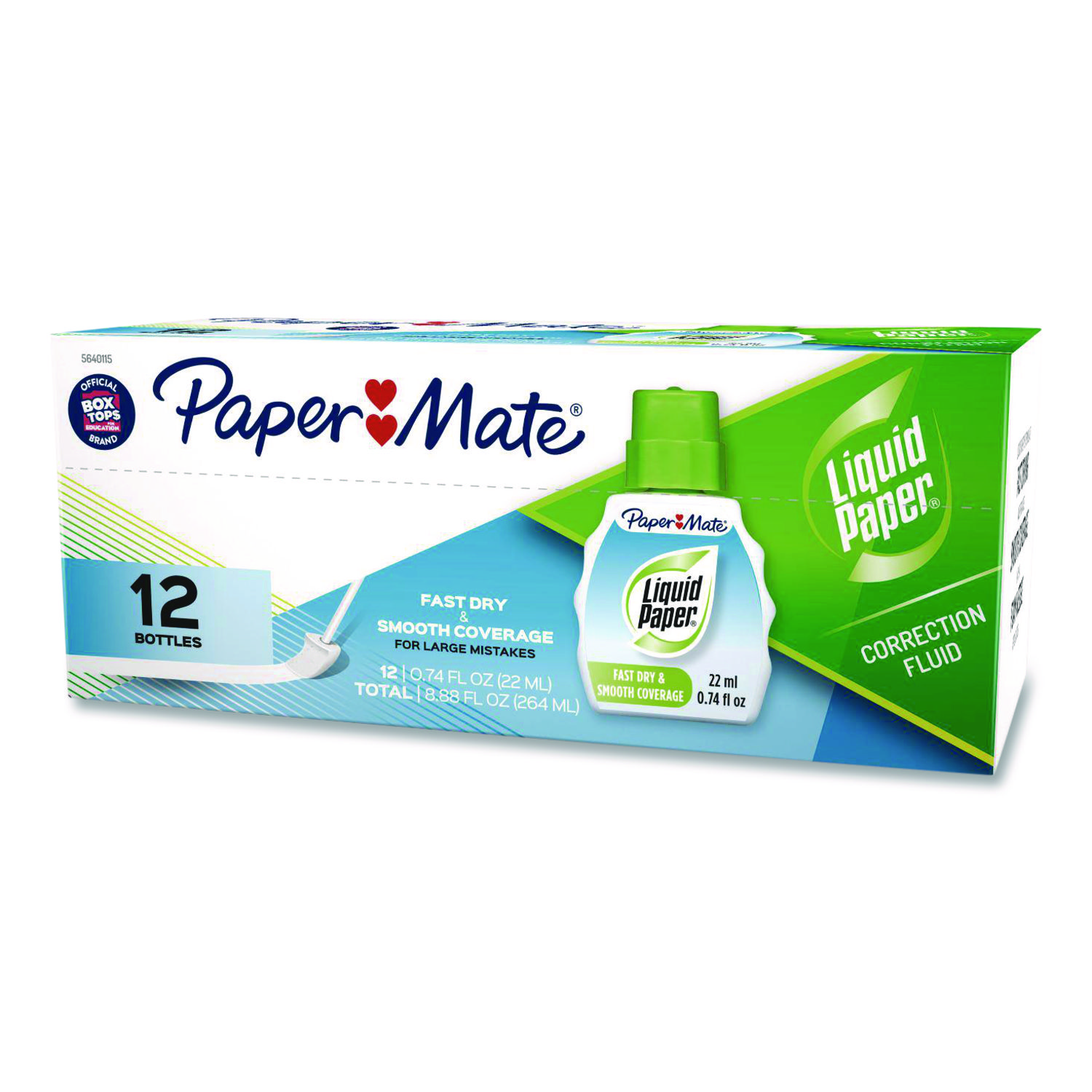 Paper Mate® Liquid Paper® Fast Dry Correction Fluid, 22 ml Bottle, White, Dozen