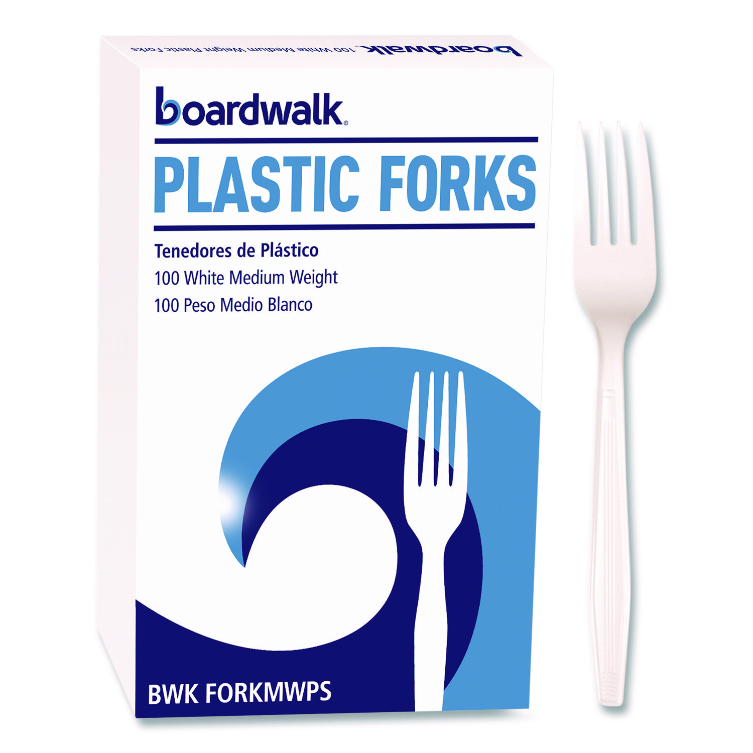 Mediumweight Polystyrene Cutlery, Fork, Plastic, White, 100/Box