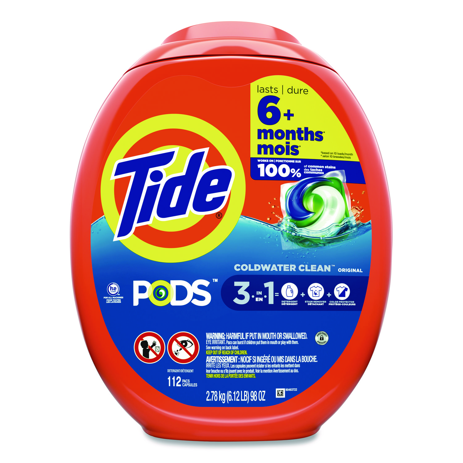 PODS Laundry Detergent, Pods, Tide Original Scent, 112 Pods/Tub