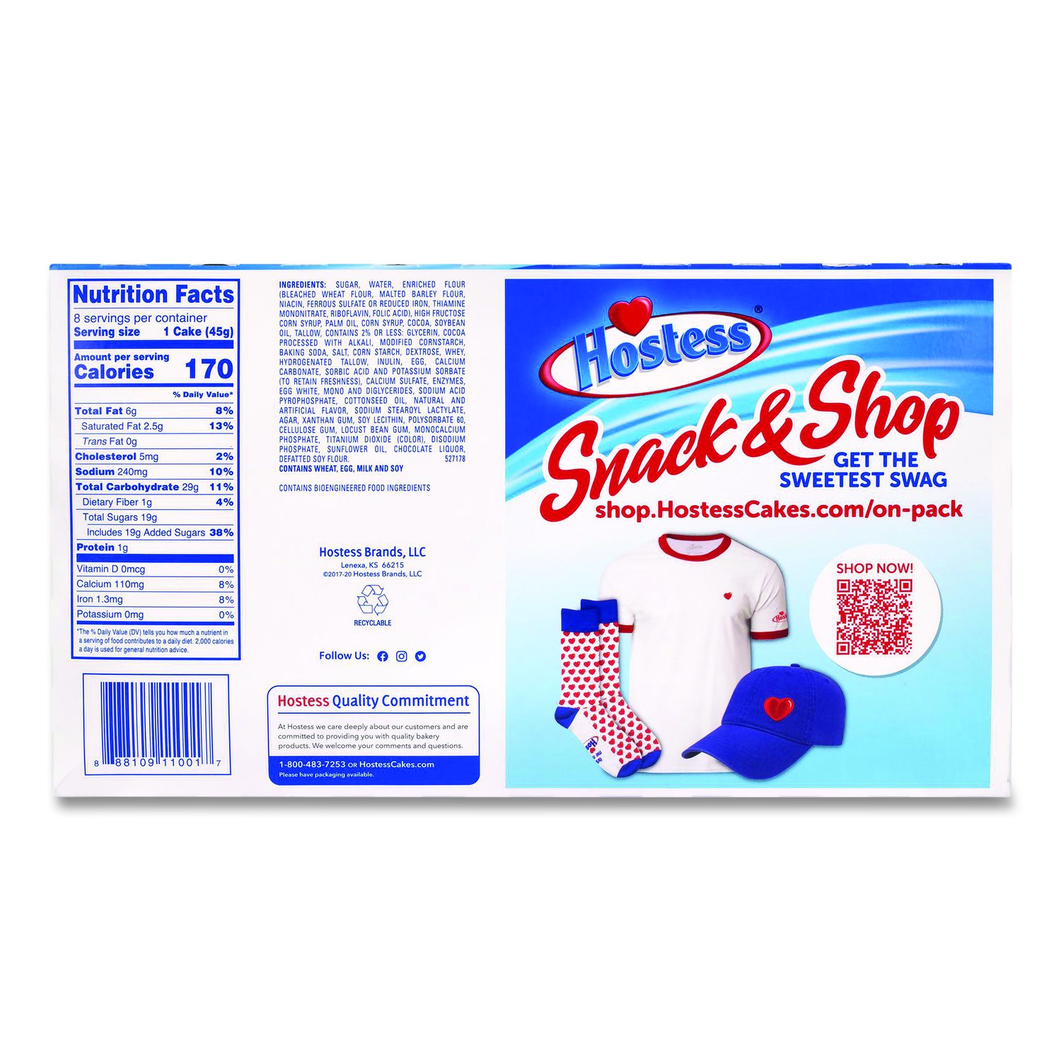 Hostess® CupCakes, Chocolate, 1.59 oz Individually Wrapped, 8/Pack, 3 ...