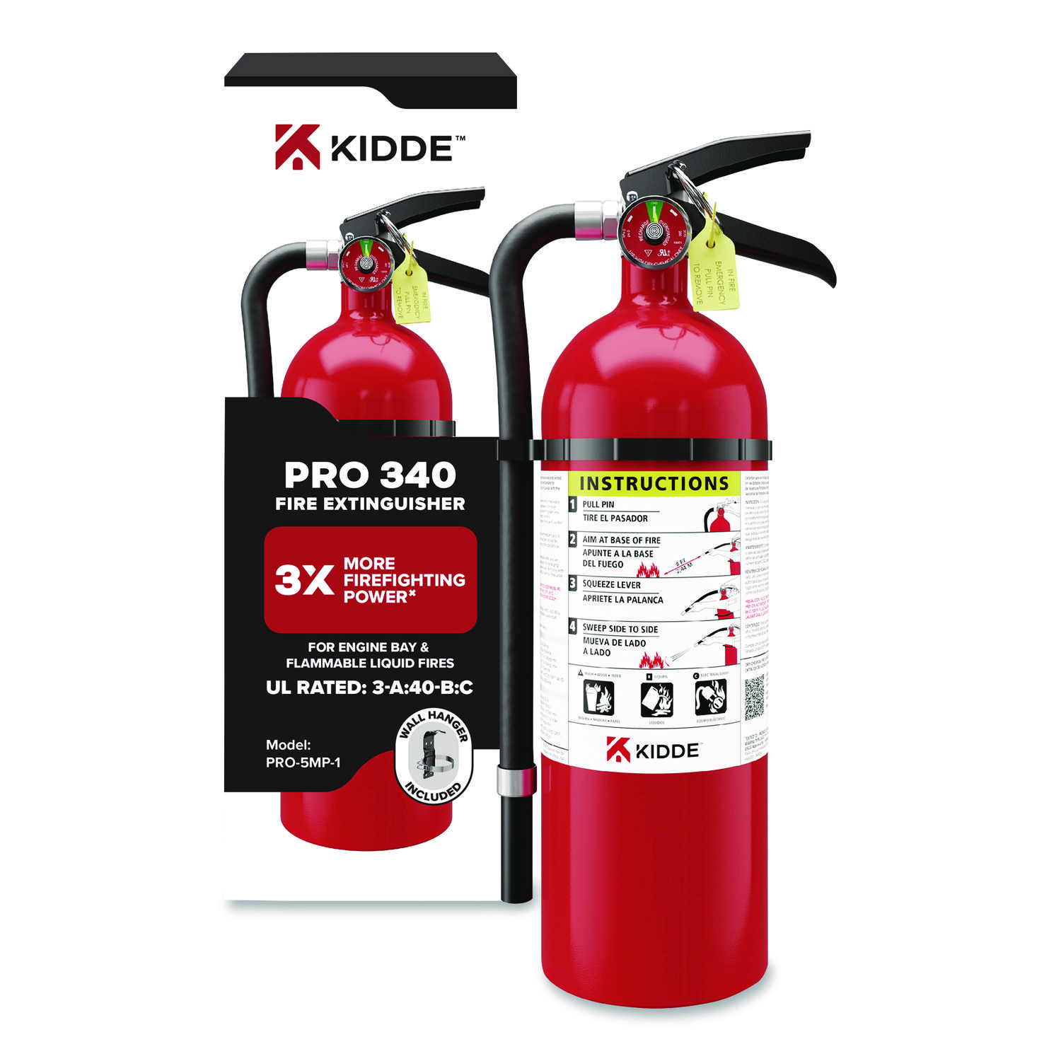 Pro-5MP Series Fire Extinguisher, with Bracket/Metal Strap, 3-A:40-B:C