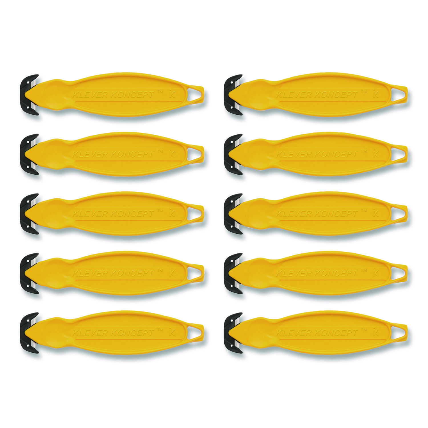 Safety Cutter, 5.75" Plastic Handle, Yellow, 10/Pack