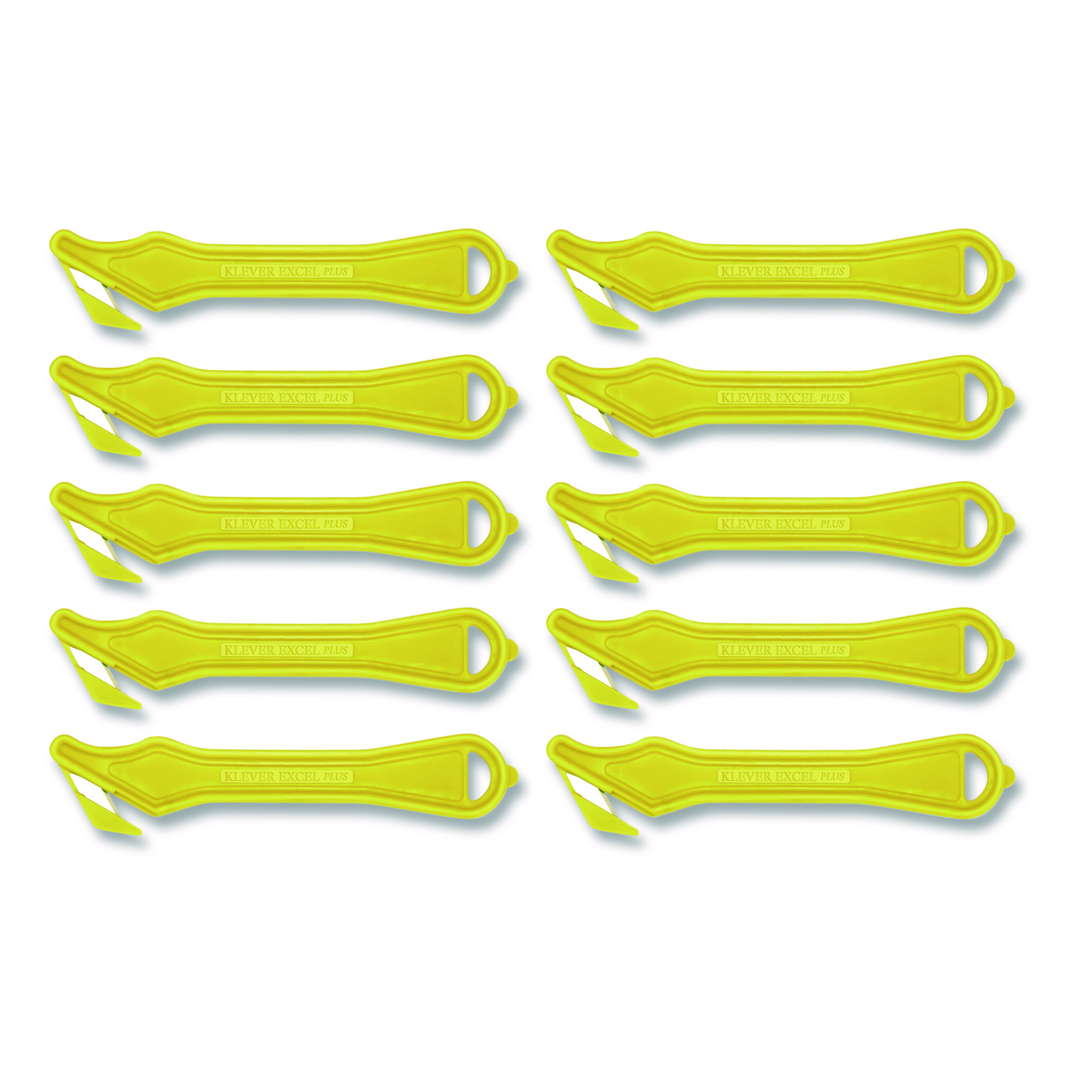 Excel Plus Safety Cutter, 7" Plastic Handle, Yellow, 10/Pack