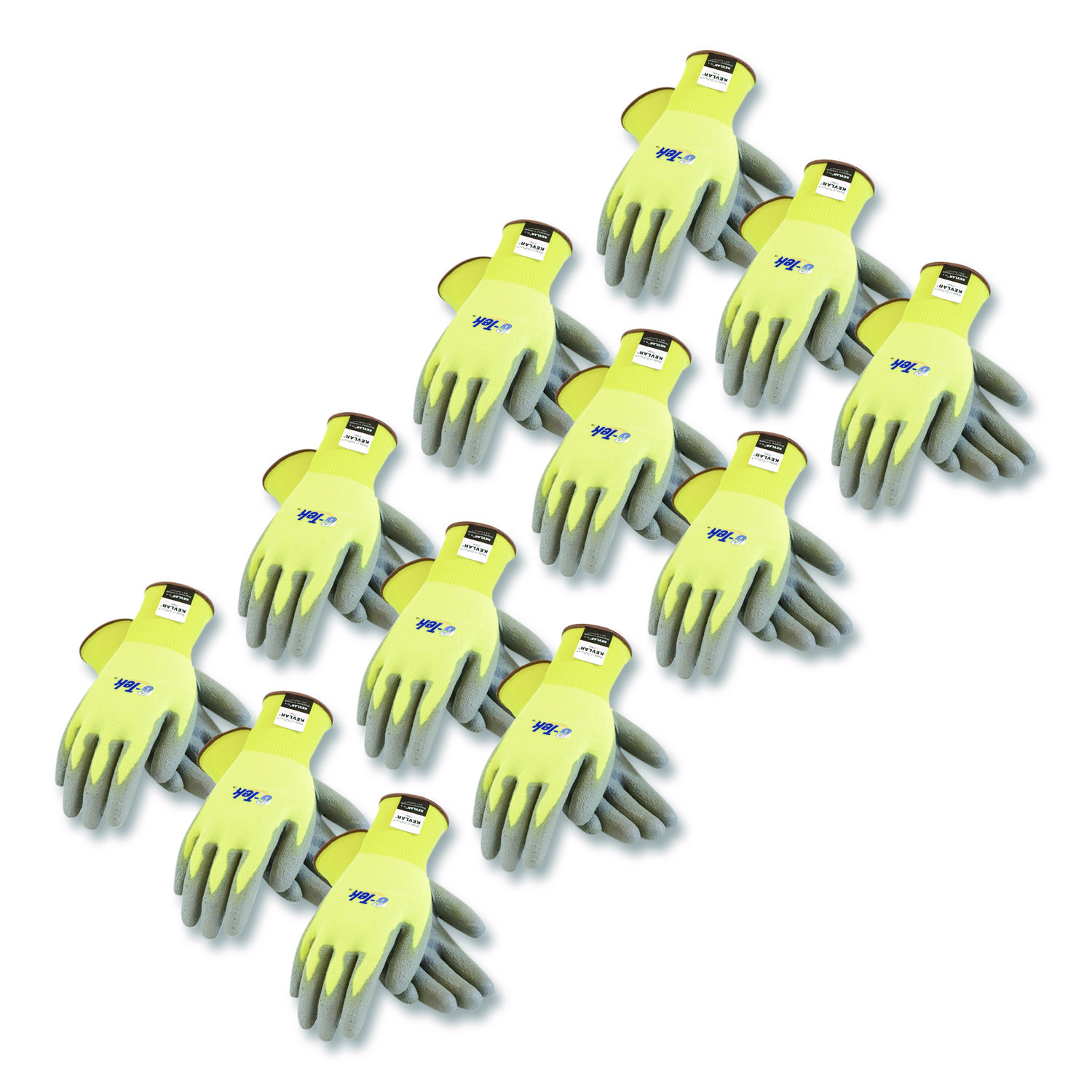 G-Tek KEV Cut-Resistant Seamless-Knit Gloves, EN388: 4231, X-Large (Size 10), Yellow/Gray, 12 Pairs