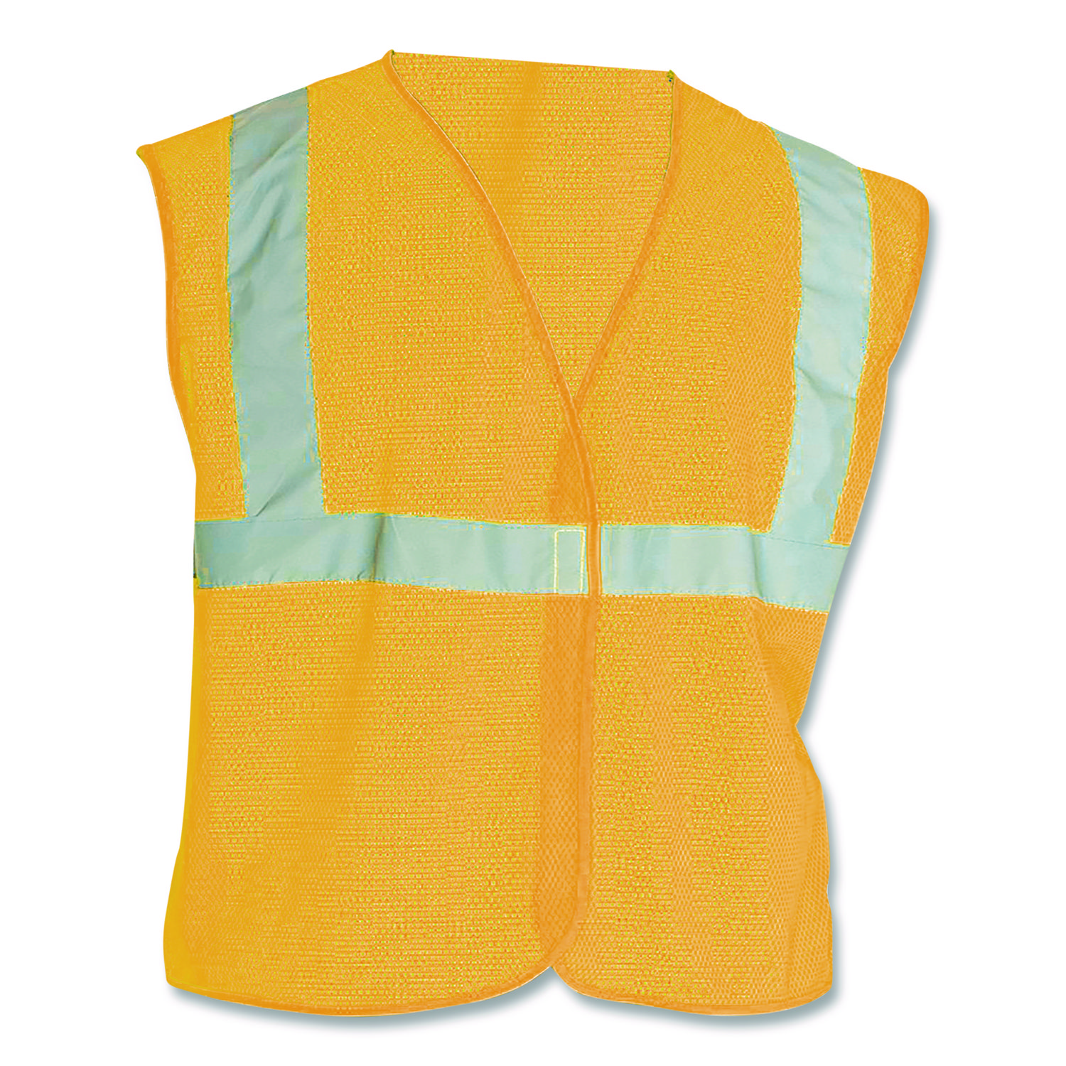 ANSI Class 2 Hook and Loop Safety Vest, Polyester Mesh, Large, Hi-Viz Orange