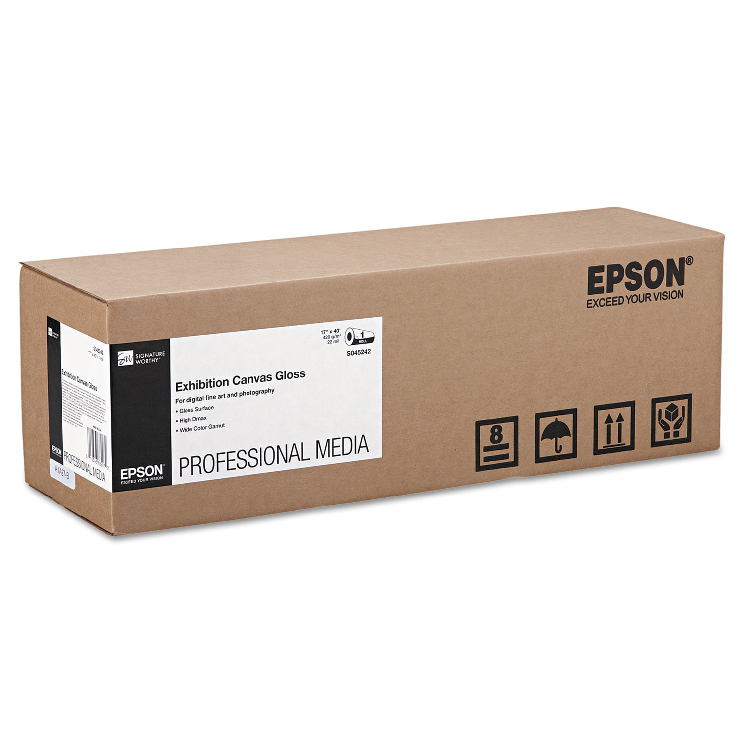  Epson S045242 Exhibition Canvas, 22 mil, 17 x 40 ft, Glossy White (EPSS045242) 