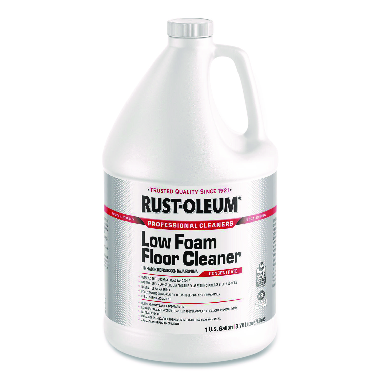 Professional Low Foam Floor Cleaner Concentrate, Lemon Scent, 1 gal Bottle, 4/Carton