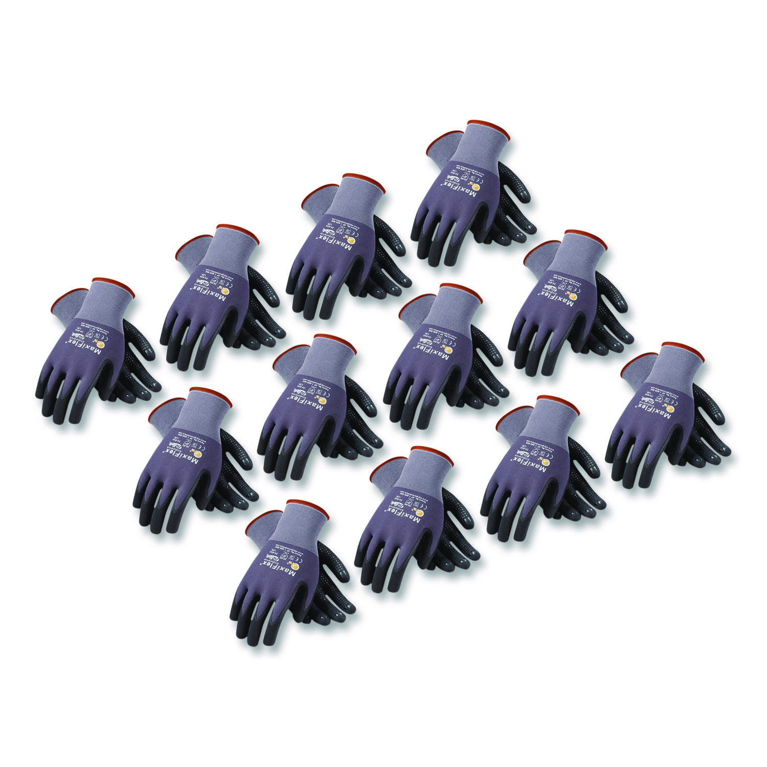 Ultimate Seamless Knit Nylon Gloves, Nitrile MicroFoam Grip: Palm/Fingers/Knuckles, EN388: 4131, Large, Gray, 12 Pairs