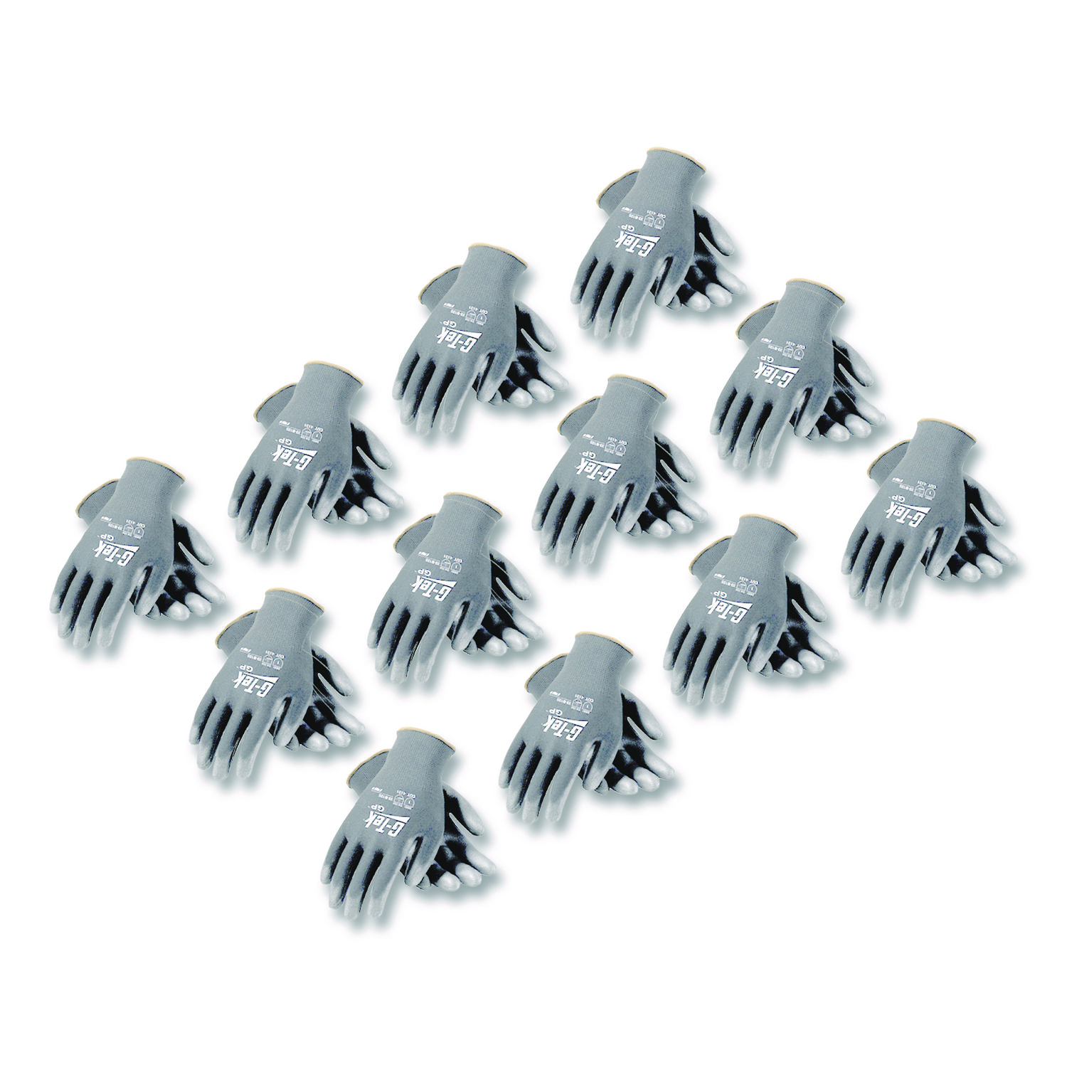 GP Polyurethane-Coated Nylon Gloves, EN388: 1111, 10" Long, Small, Gray, 12 Pairs