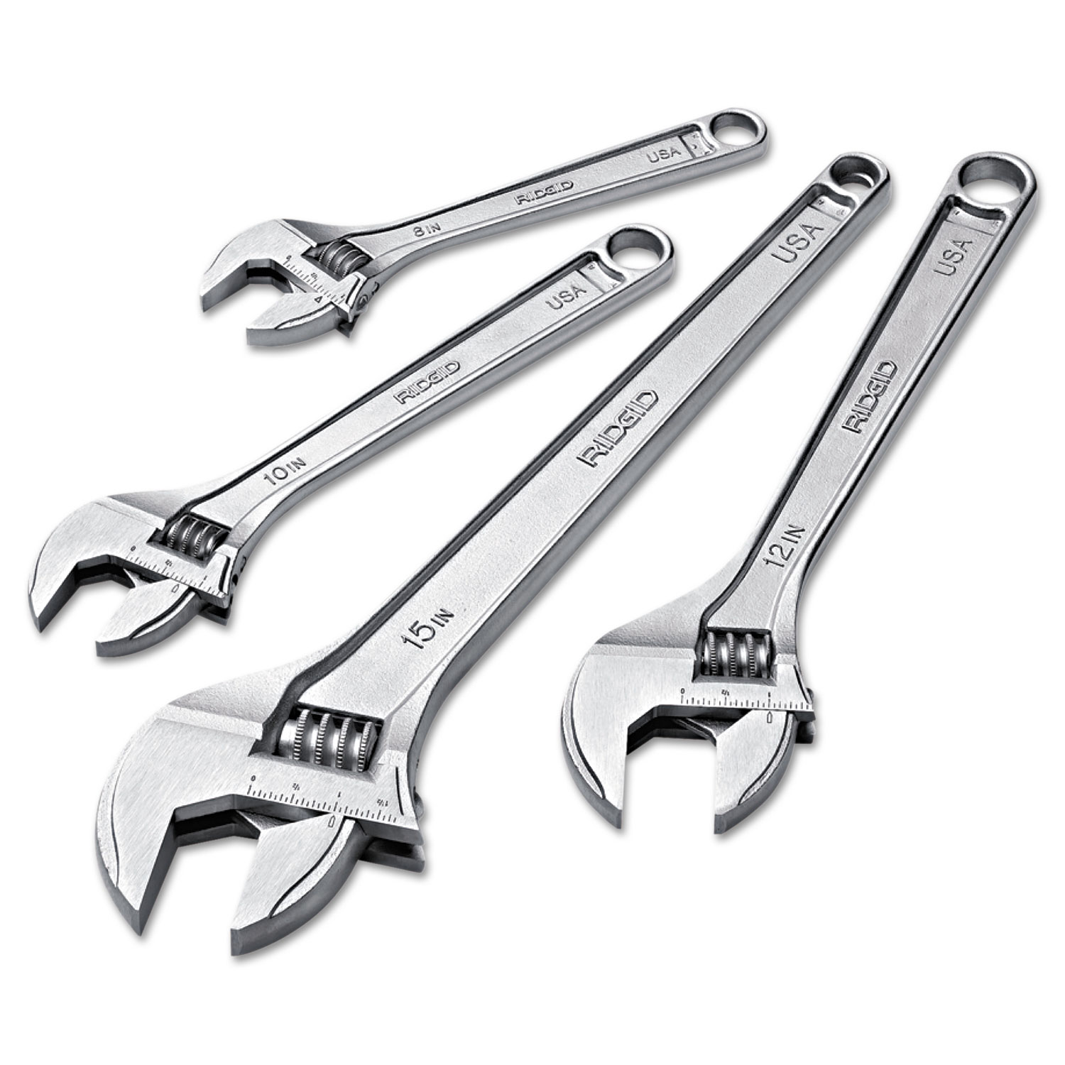 RIDGID Adjustable Wrench, 8 Long, 7/8 Jaw Capacity, Chrome Finish