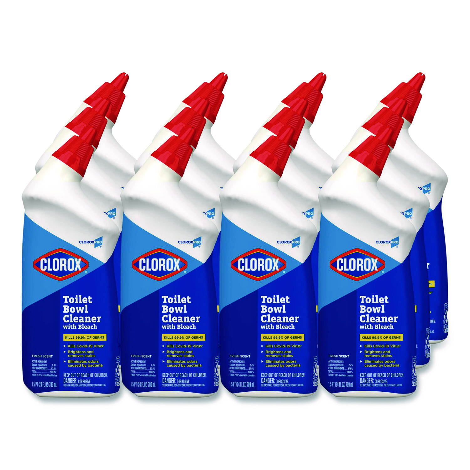 Toilet Bowl Cleaner with Bleach, Fresh Scent, 24oz Bottle