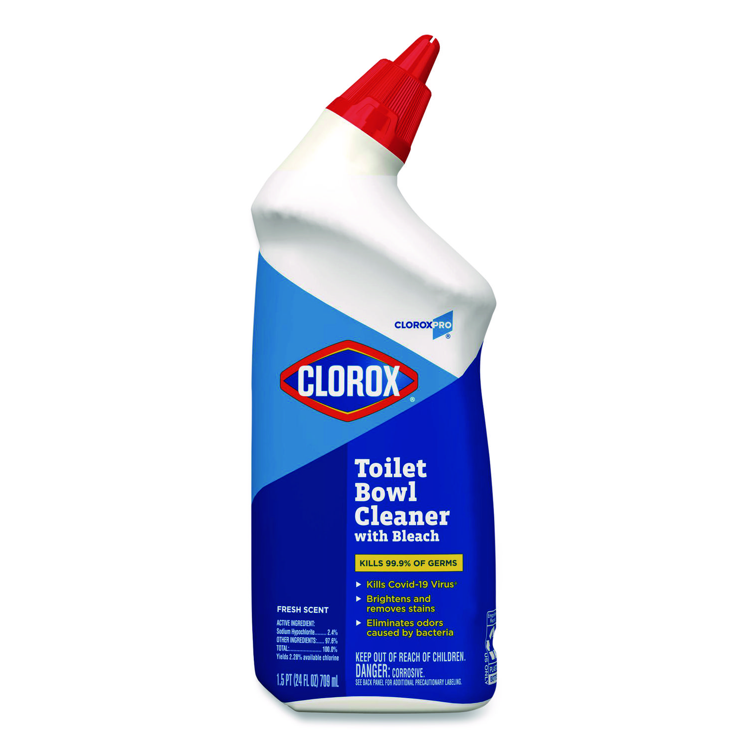 Toilet Bowl Cleaner with Bleach, Fresh Scent, 24oz Bottle