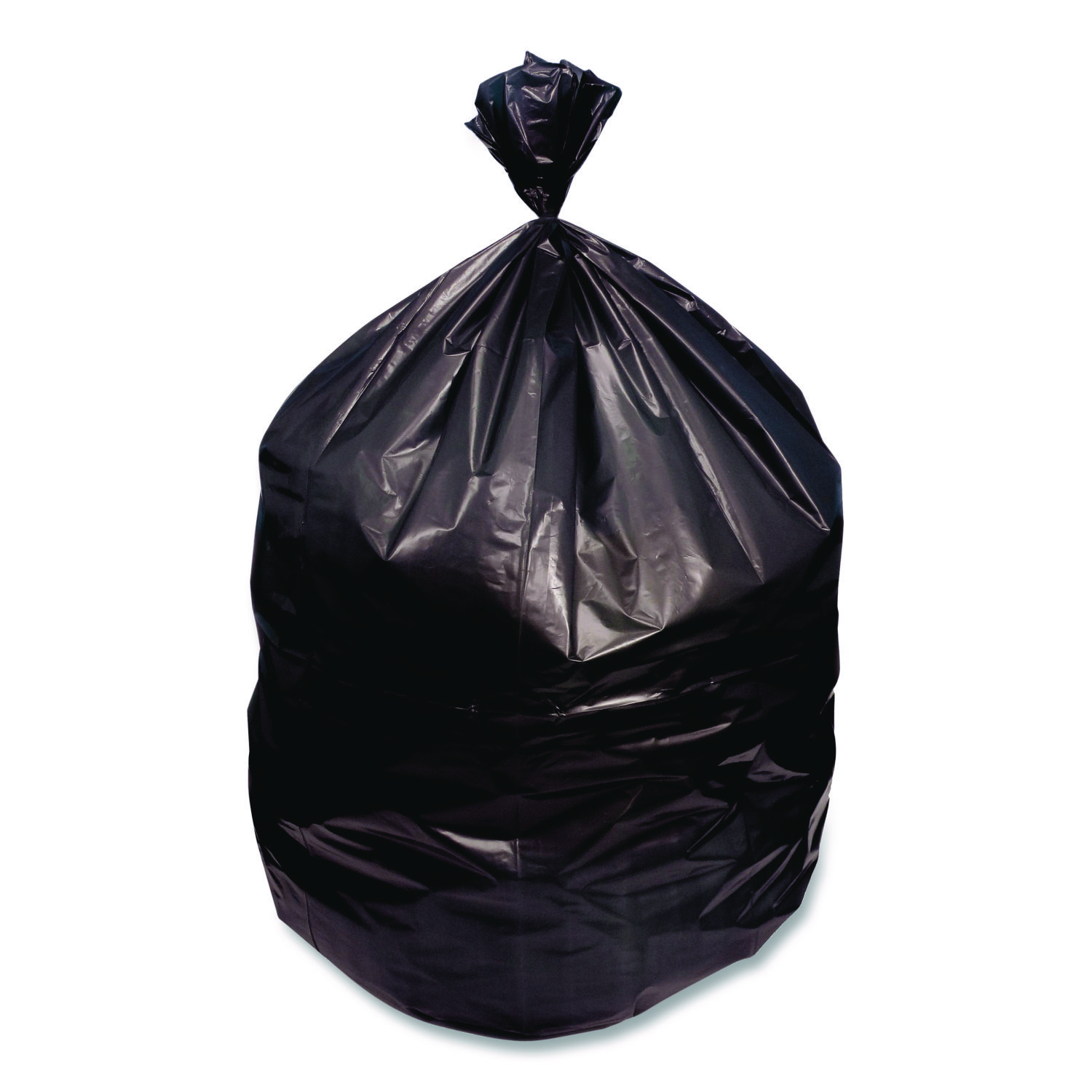 High-Density Waste Can Liners, 33 gal, 16 mic, 33 x 40, Black, Roll, 250/Carton