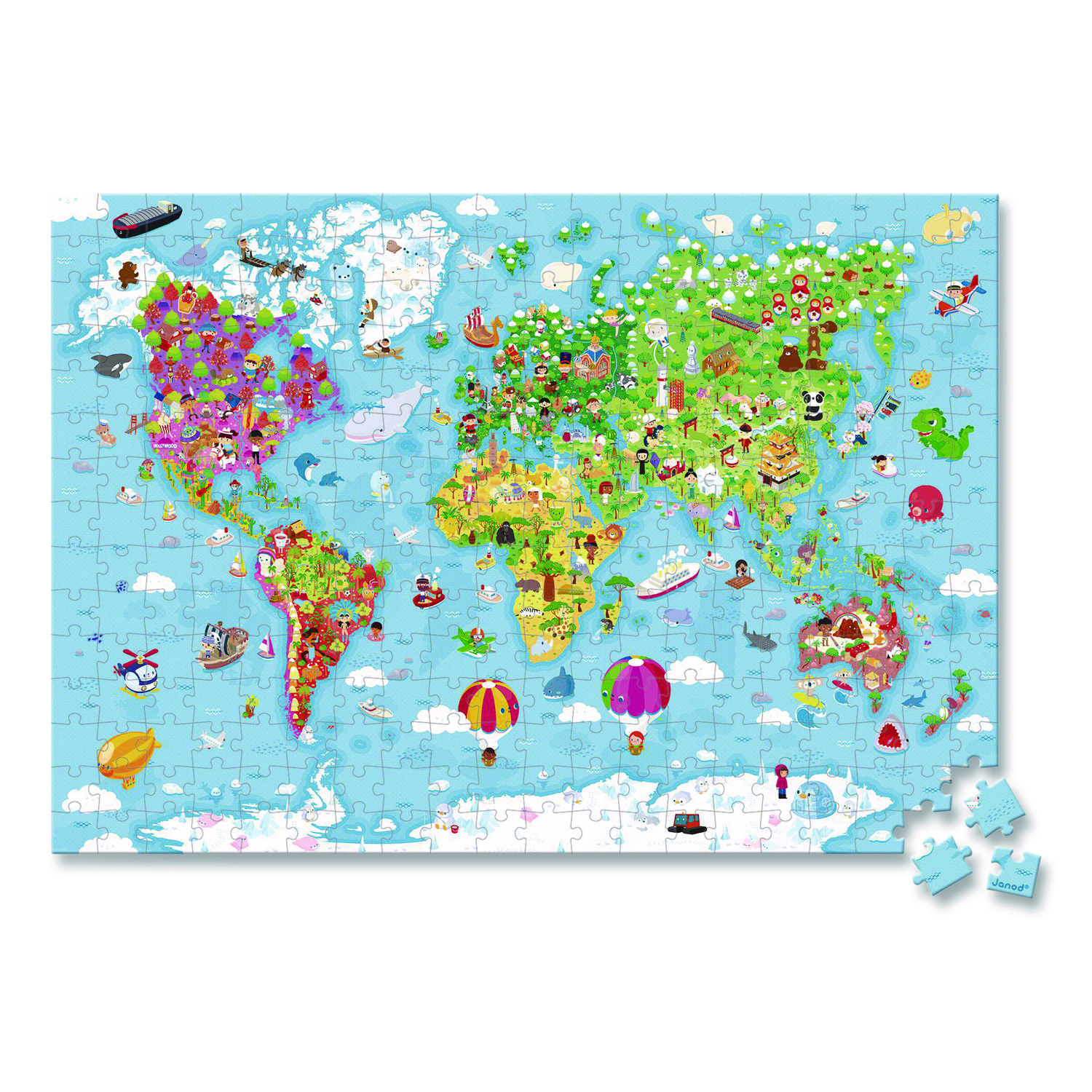 Cardboard Giant World Map Suitcase Puzzle, Grades 2 to 7, 300 Pieces
