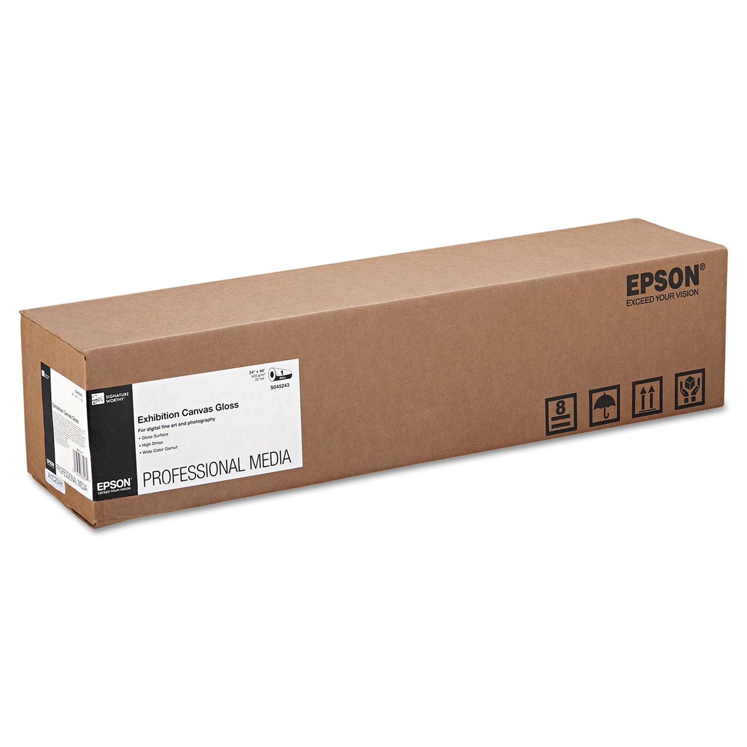  Epson S045243 Exhibition Canvas, 22 mil, 24 x 40 ft, Glossy White (EPSS045243) 