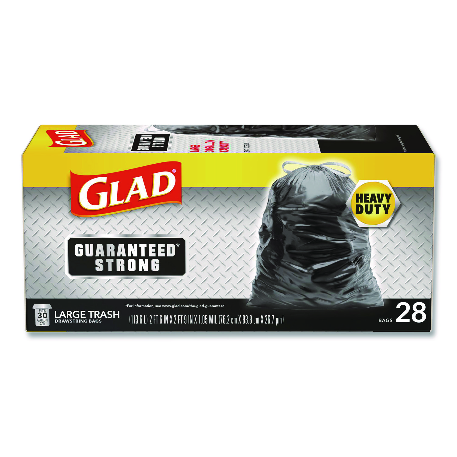 Guaranteed Strong Large Drawstring Trash Bags, Three-Ply, 30 gal