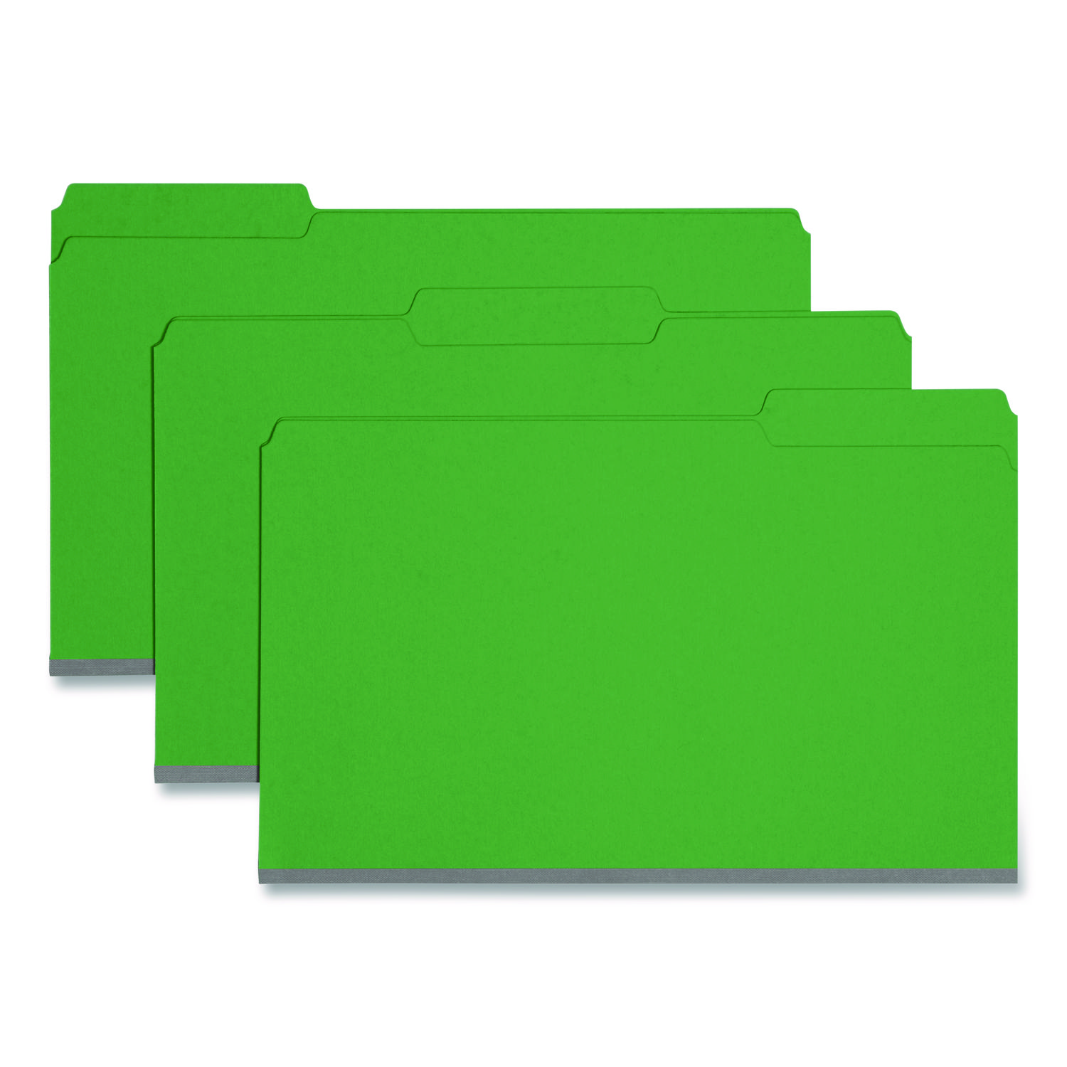 Expanding Recycled Heavy Pressboard Folders, 1/3-Cut Tabs: Assorted, Legal Size, 1" Expansion, Green, 25/Box