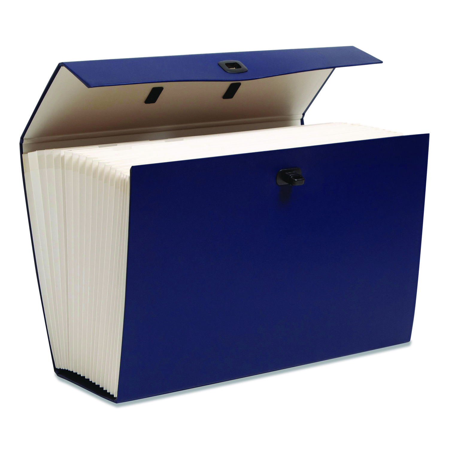 Expanding File Box, 16.63" Expansion, 19 Sections, Twist-Lock Latch Closure, 2/5-Cut Tabs, Legal Size, Blue