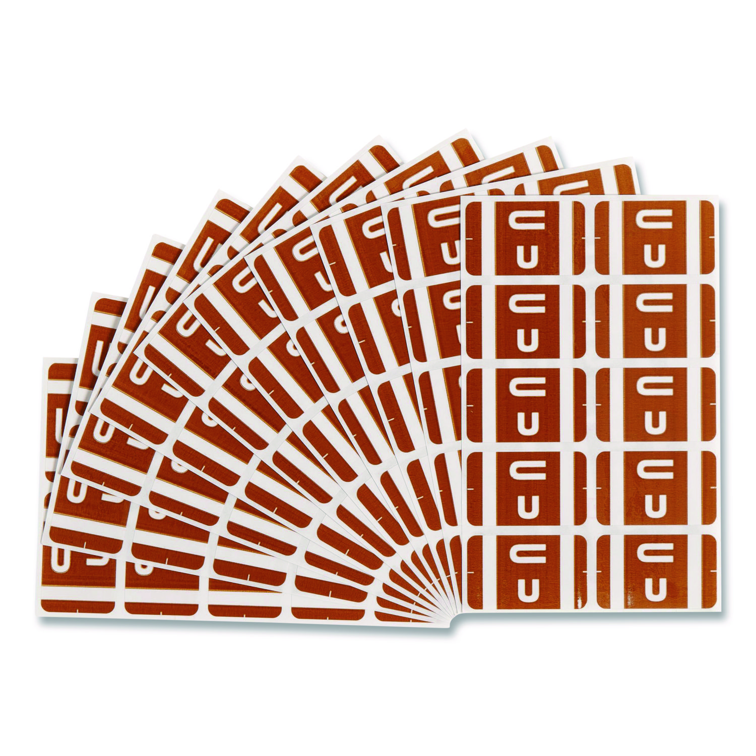 AlphaZ Color-Coded Second Letter Alphabetical Labels, U, 1 x 1.63, Dark Brown, 10/Sheet, 10 Sheets/Pack