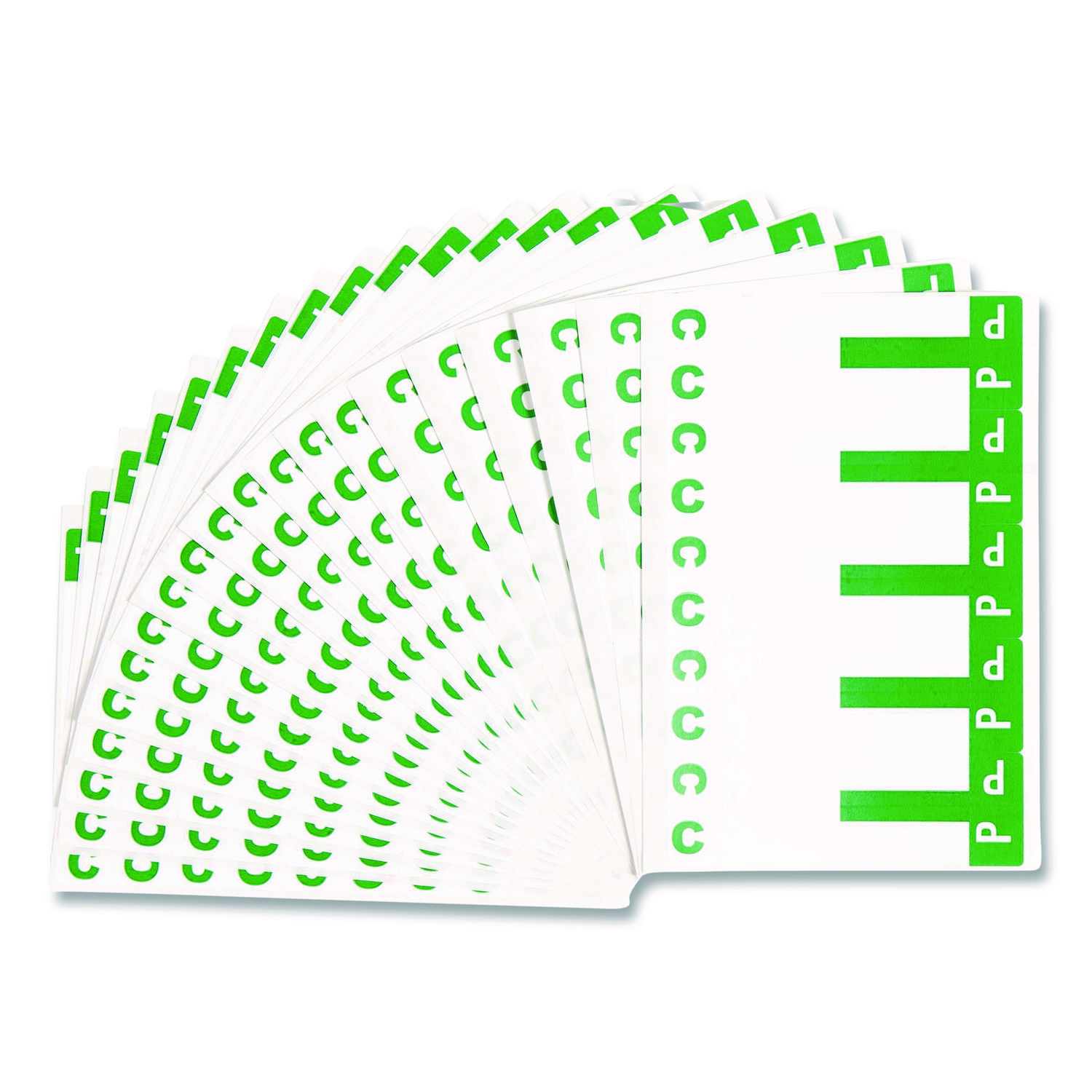 AlphaZ Color-Coded First Letter Combo Alpha Labels, C/P, 1.16 x 3.63, Dark Green/White, 5/Sheet, 20 Sheets/Pack