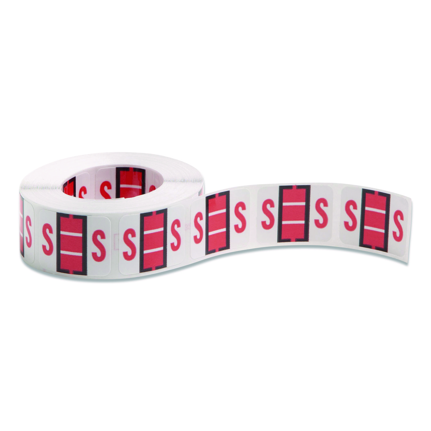 A-Z Color-Coded End Tab Filing Labels, S, 1 x 1.25, White, 500/Roll