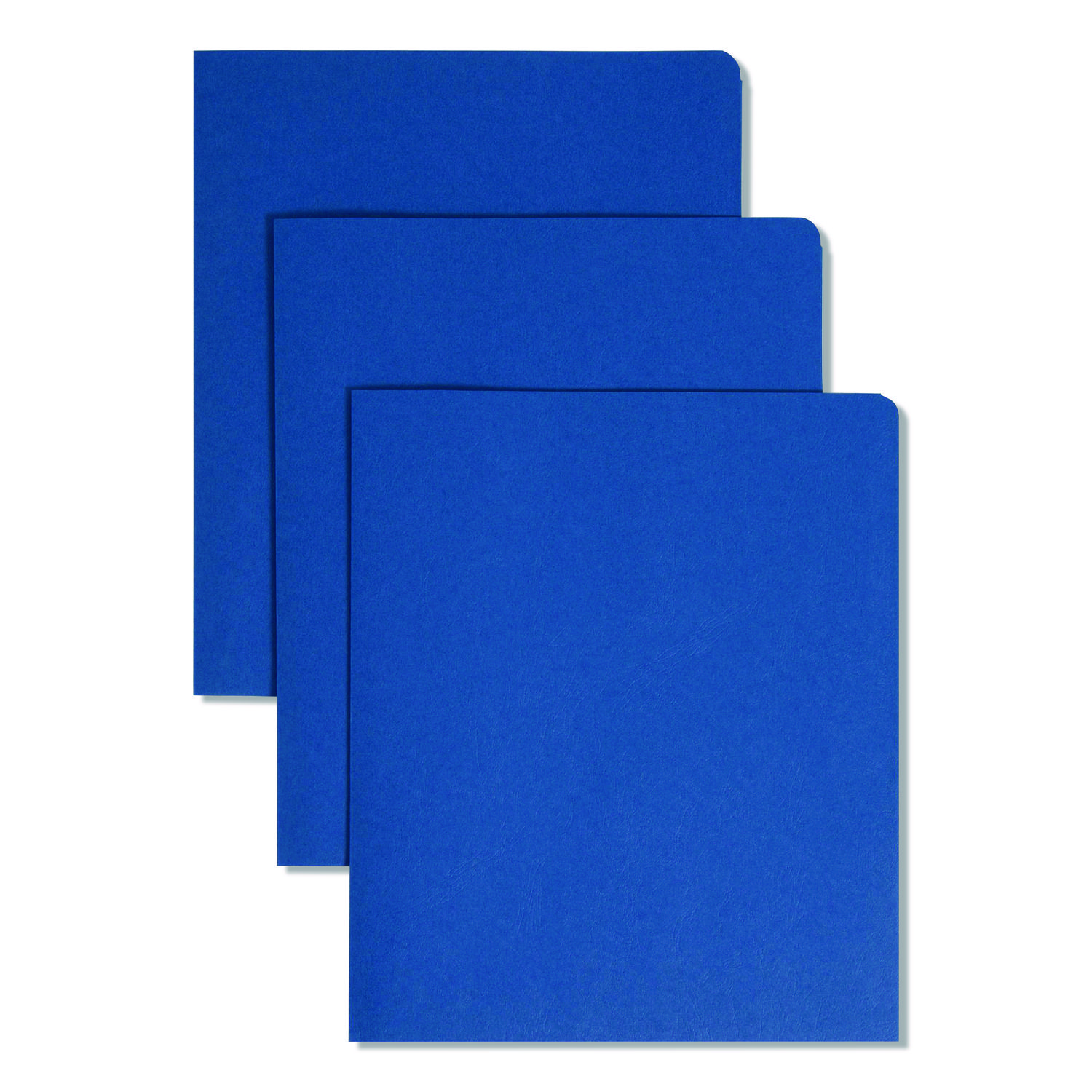 Two-Pocket Folder, Textured Paper, 100-Sheet Capacity, 11 x 8.5, Dark Blue, 25/Box