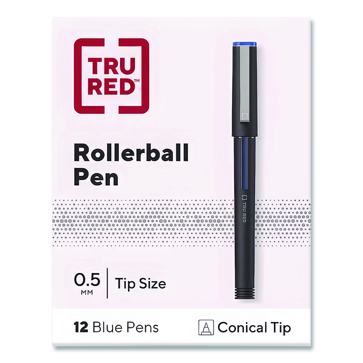 Rollerball Pen, Stick, Fine 0.5 mm, Blue Ink, Black/Blue/Clear Barrel, Dozen