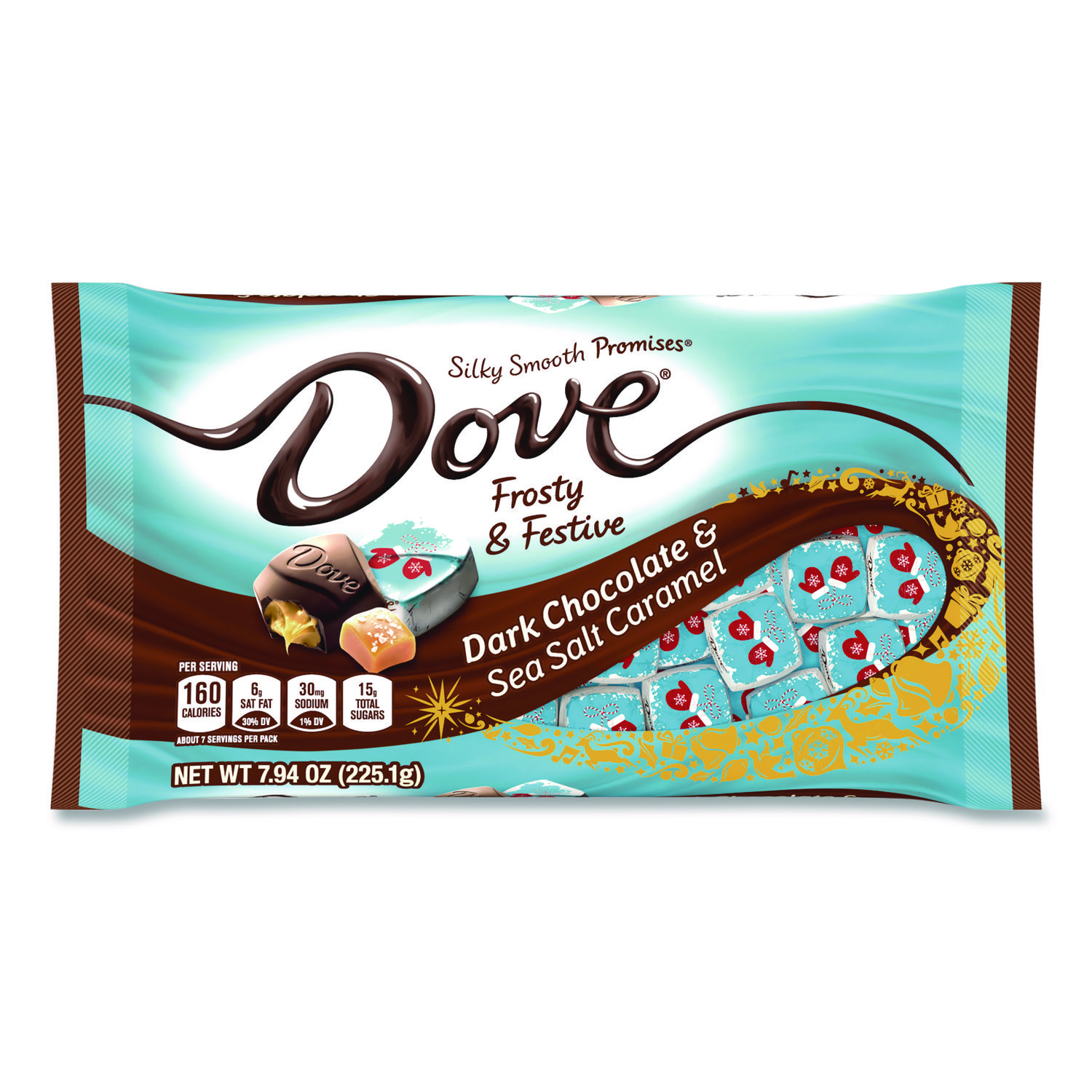 Promises Frosty and Festive Dark Chocolate and Sea Salt Caramel Candy, 7.94 oz Bag