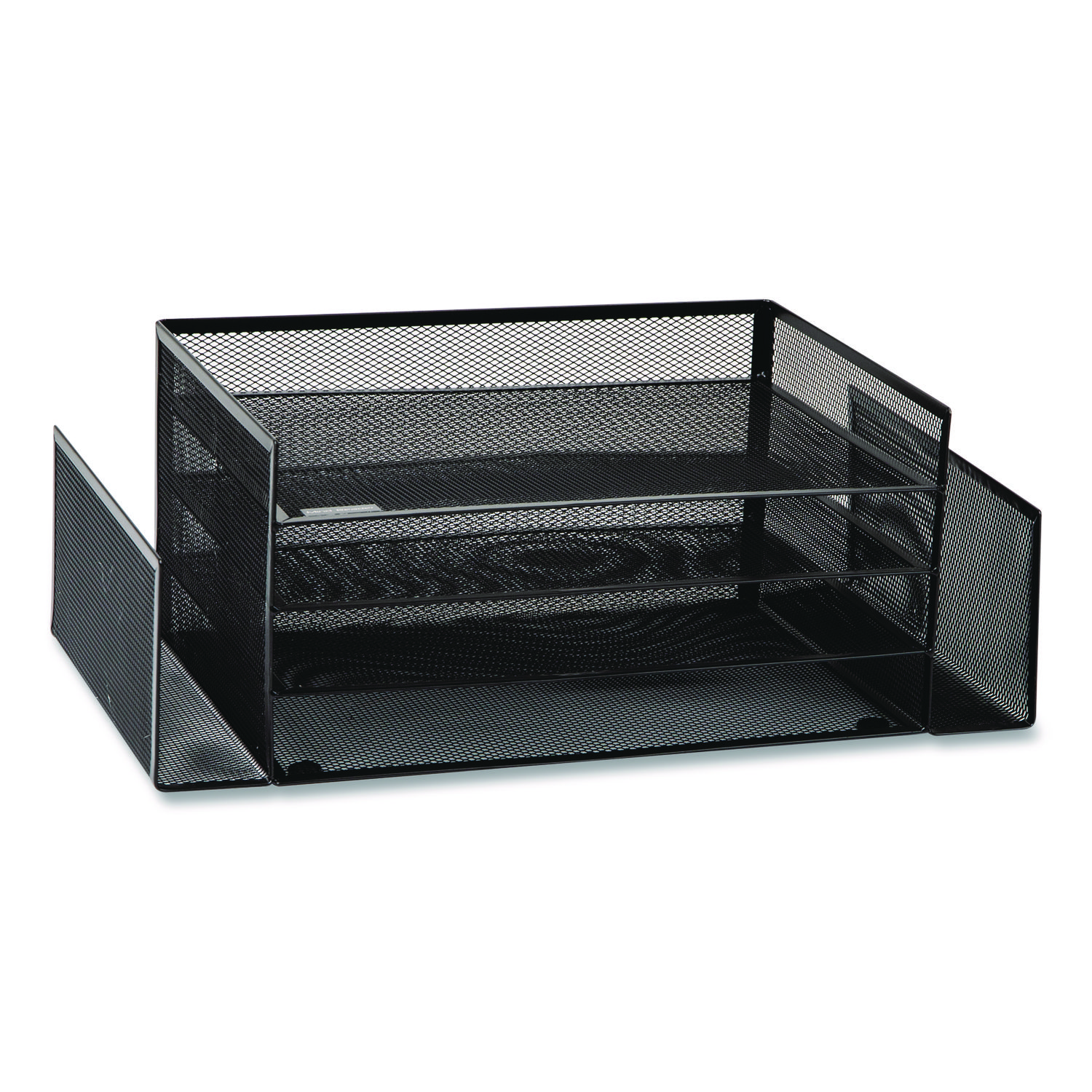 Metal Mesh Desktop Organizer Letter Tray, 6 Sections, Letter Size, 9.15 x 16.75 x 6, Black