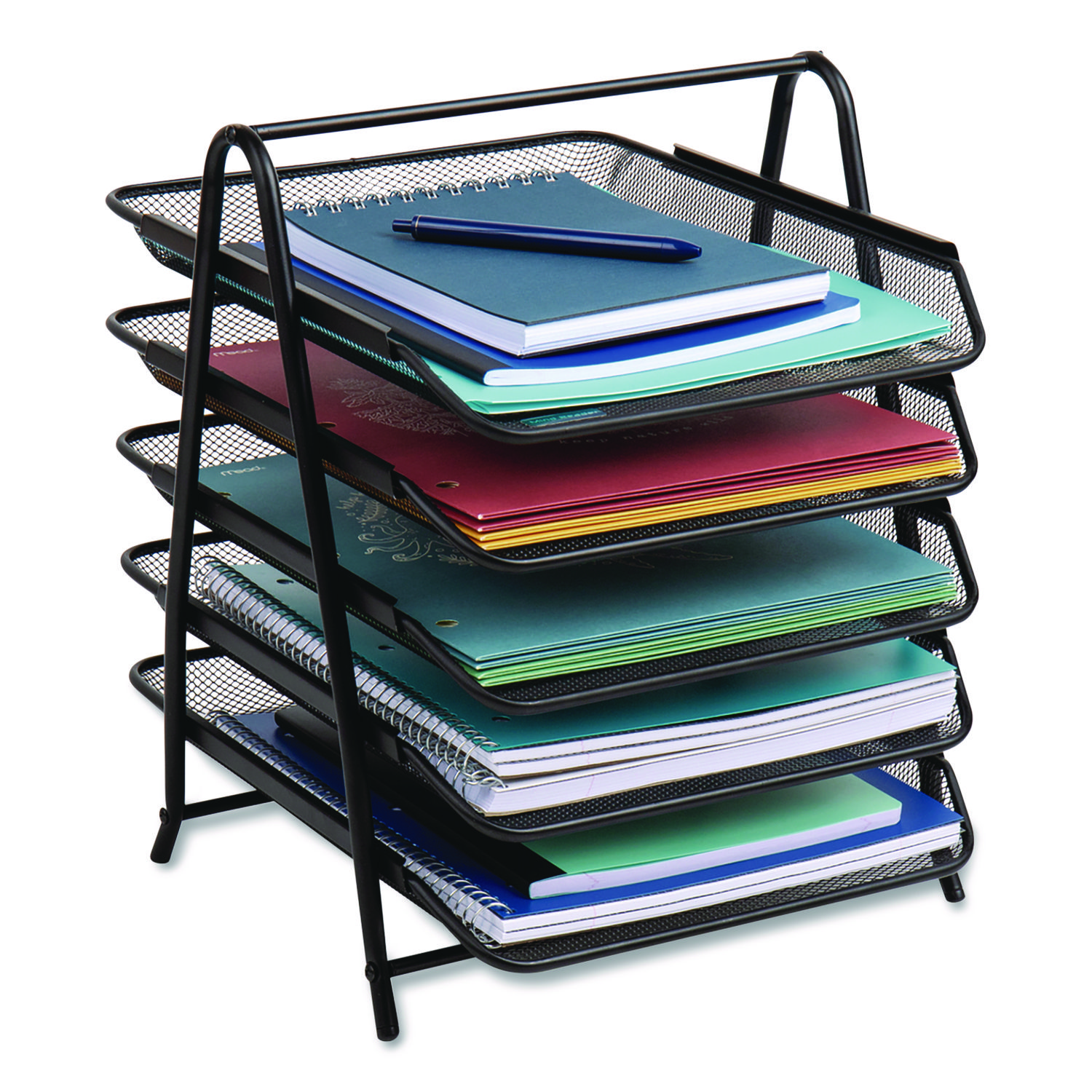 Metal Mesh Desk Tray Organizer, 5-Tier, Letter Size, 14 x 11.75 x 14.5, Black