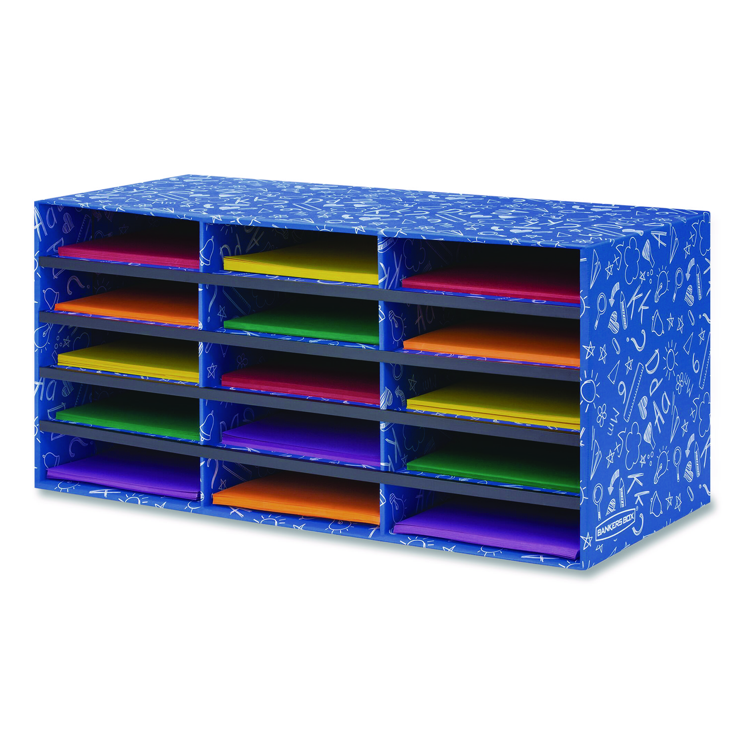Classroom Collection Literature Sorter, 15 Sections, 28.5 x 12.37, Blue