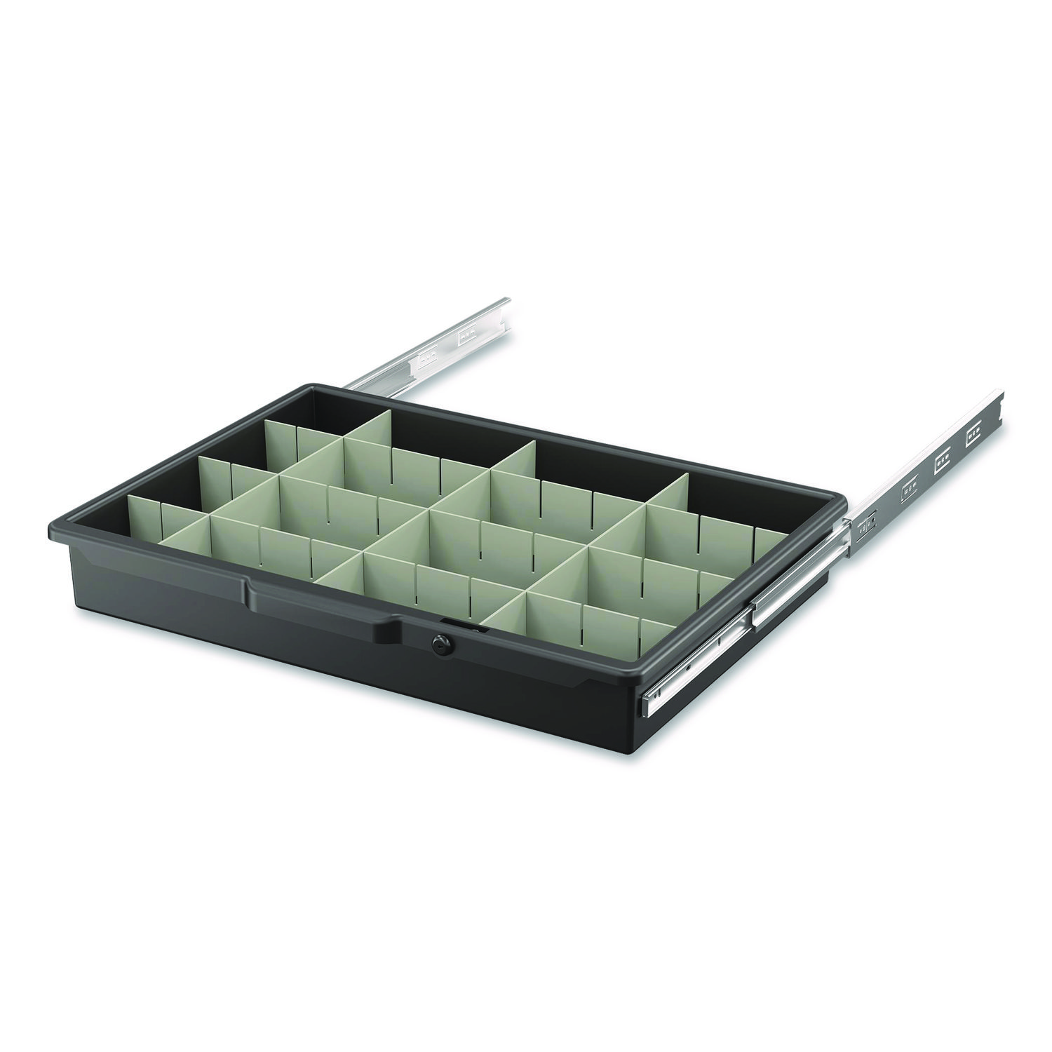 Lockable Slide Drawer with Dividers for Suncast Commercial Full-Size Housekeeping Carts HKC1000/HKC2000, Plastic, Black