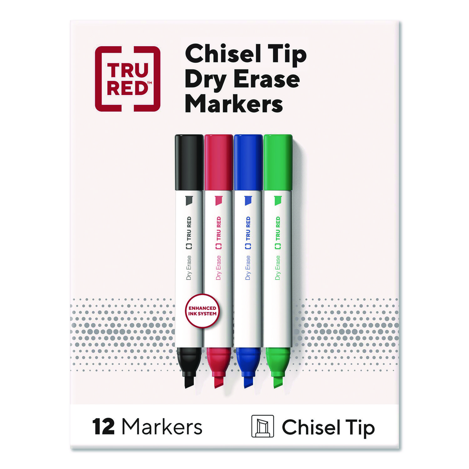 Tank Dry Erase Markers, Broad Chisel Tip, Assorted Colors, 12/Pack