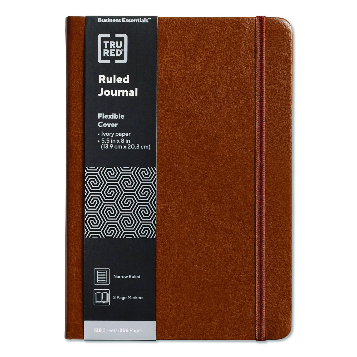 Flexible-Cover Business Journal with Elastic Closure, 1-Subject, Narrow Rule, Cognac Cover, (128) 8 x 5.5 Sheets