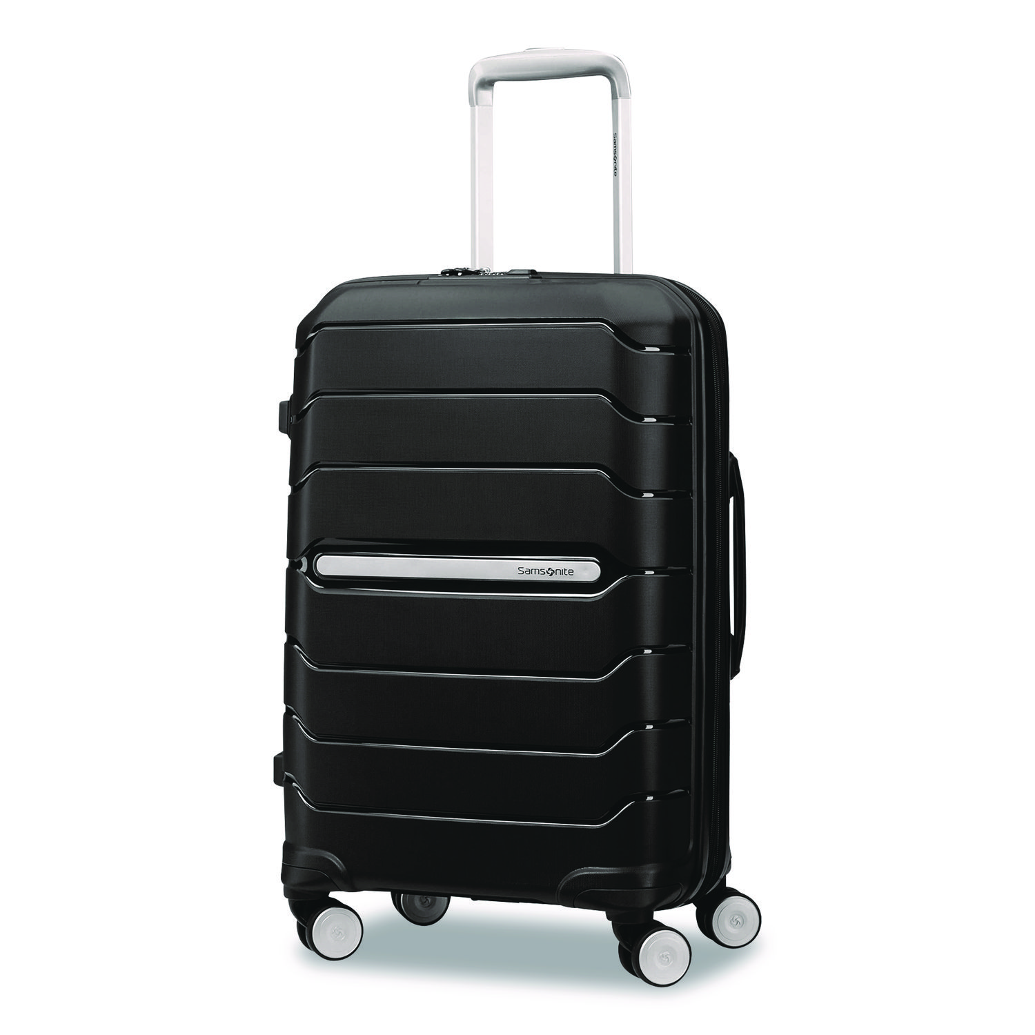 Freeform Hard Side Carry-On Suitcase, Four-Wheeled Spinner, 15.25 x 10 x 21.25, Black