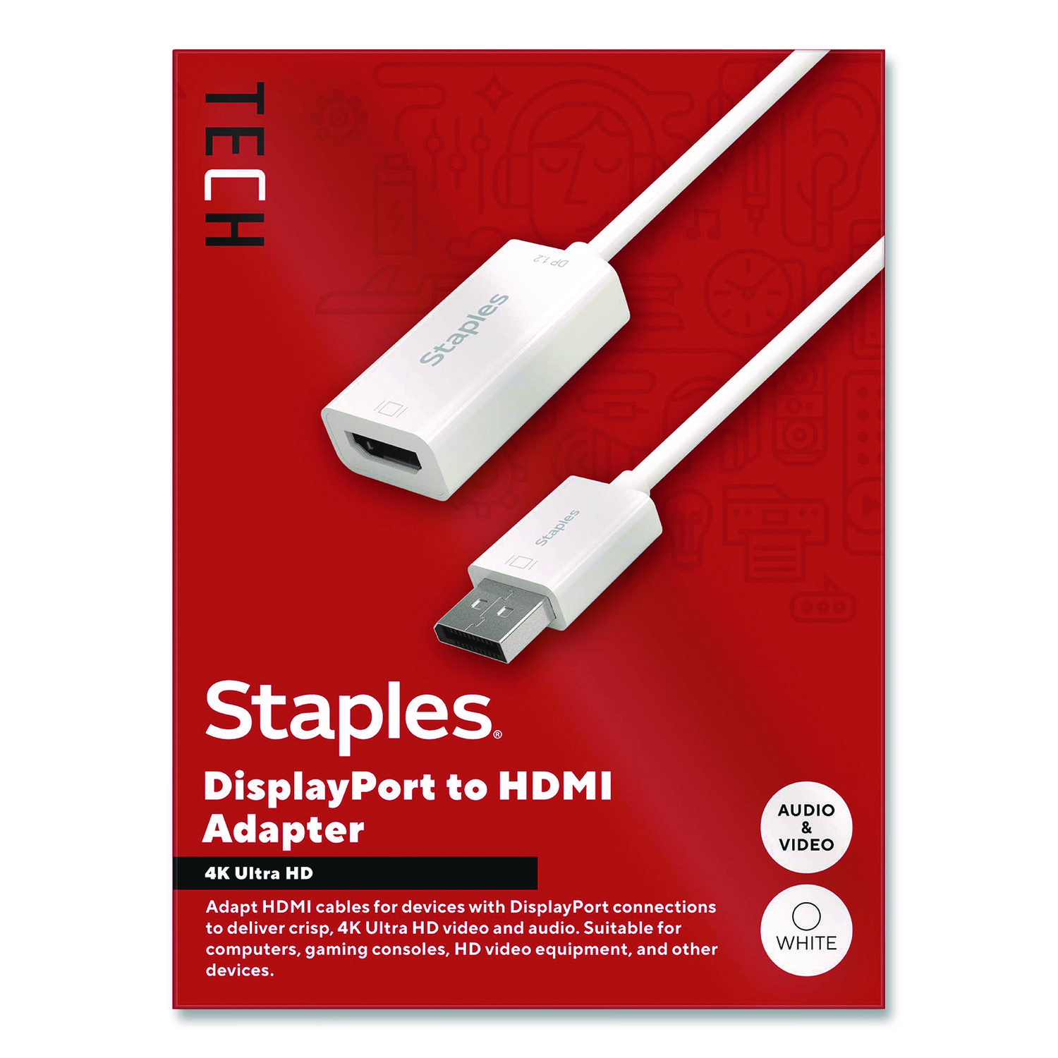 DisplayPort to HDMI Audio/Video Adapter, 6", White