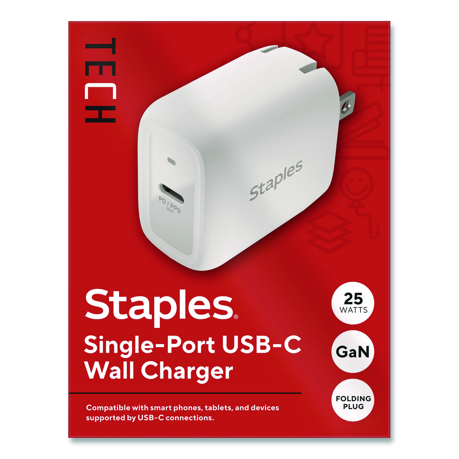 GaN USB-C Wall Charger, 25 W, 1 Port, White