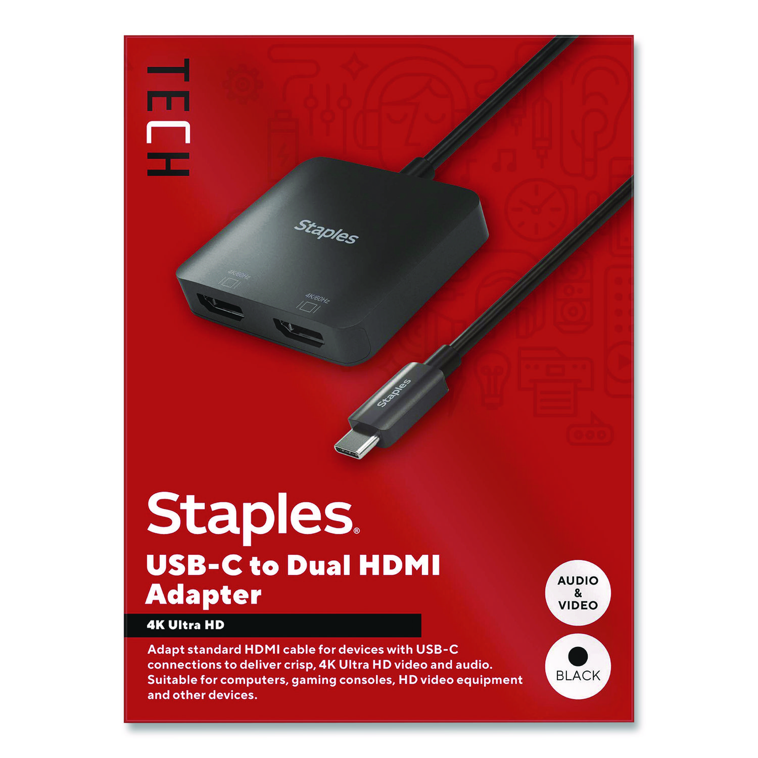 USB-C to HDMI Audio/Video Adapter, 6", Black