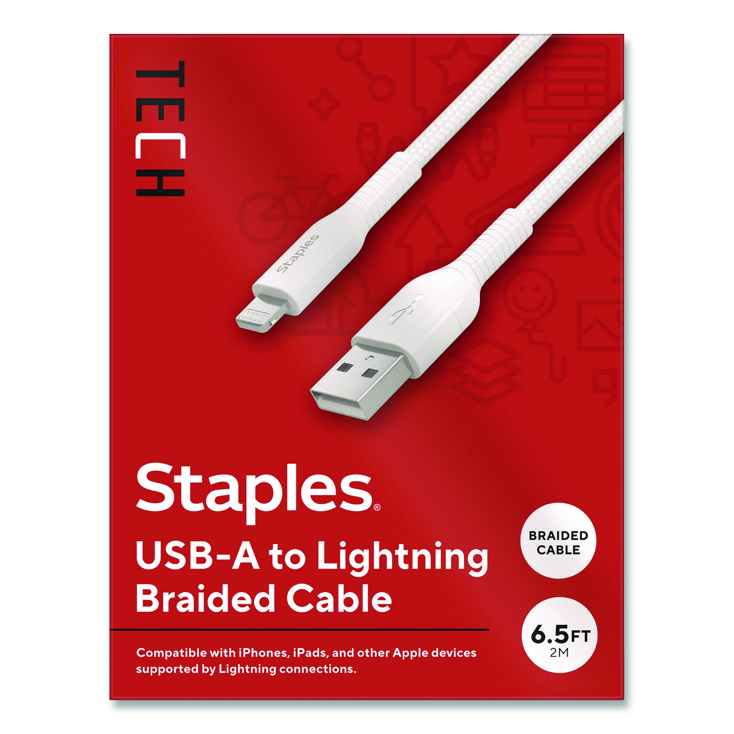Lightning to USB-A Charging Cable, 6.6 ft, White