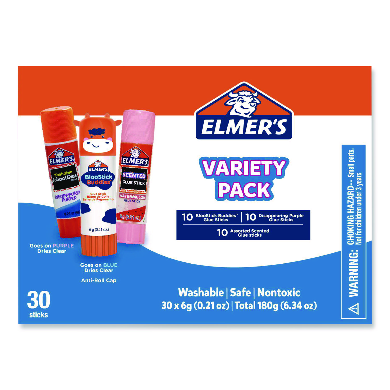 Glue Stick Variety Pack, 0.21 oz, Dries Clear, 30/Pack