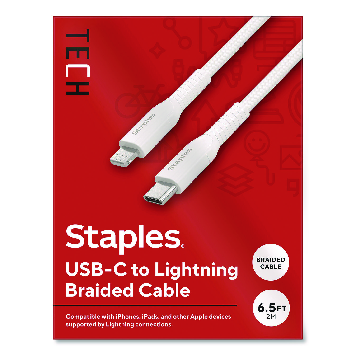 Lightning to USB-C Charging Cable, 6.6 ft, White
