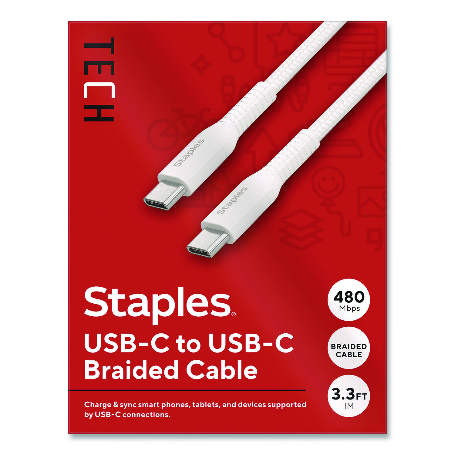 Lightning to USB-C 2.0 Charging Cable, 3.3 ft, White