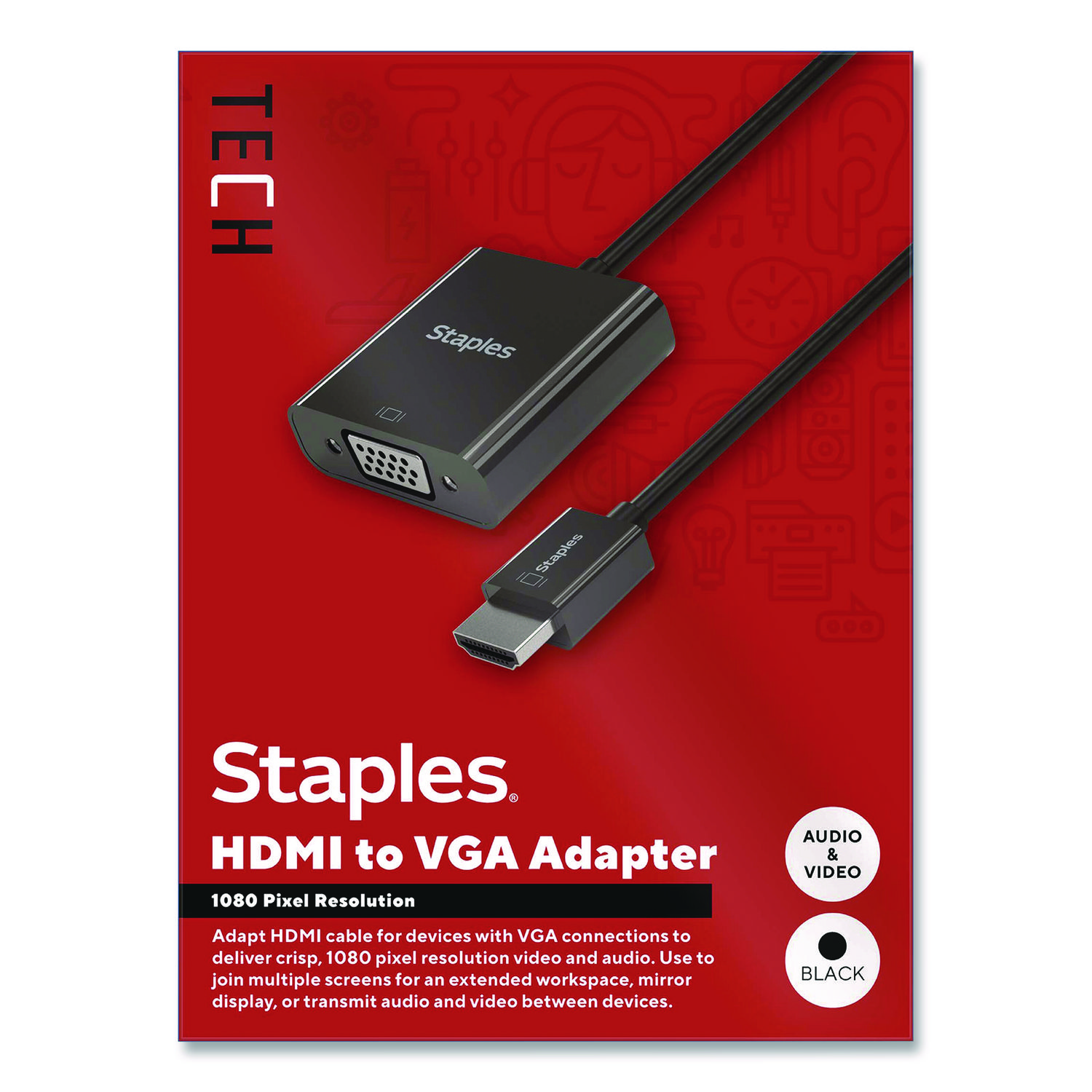 HDMI to VGA Audio/Video Adapter, 6", Black
