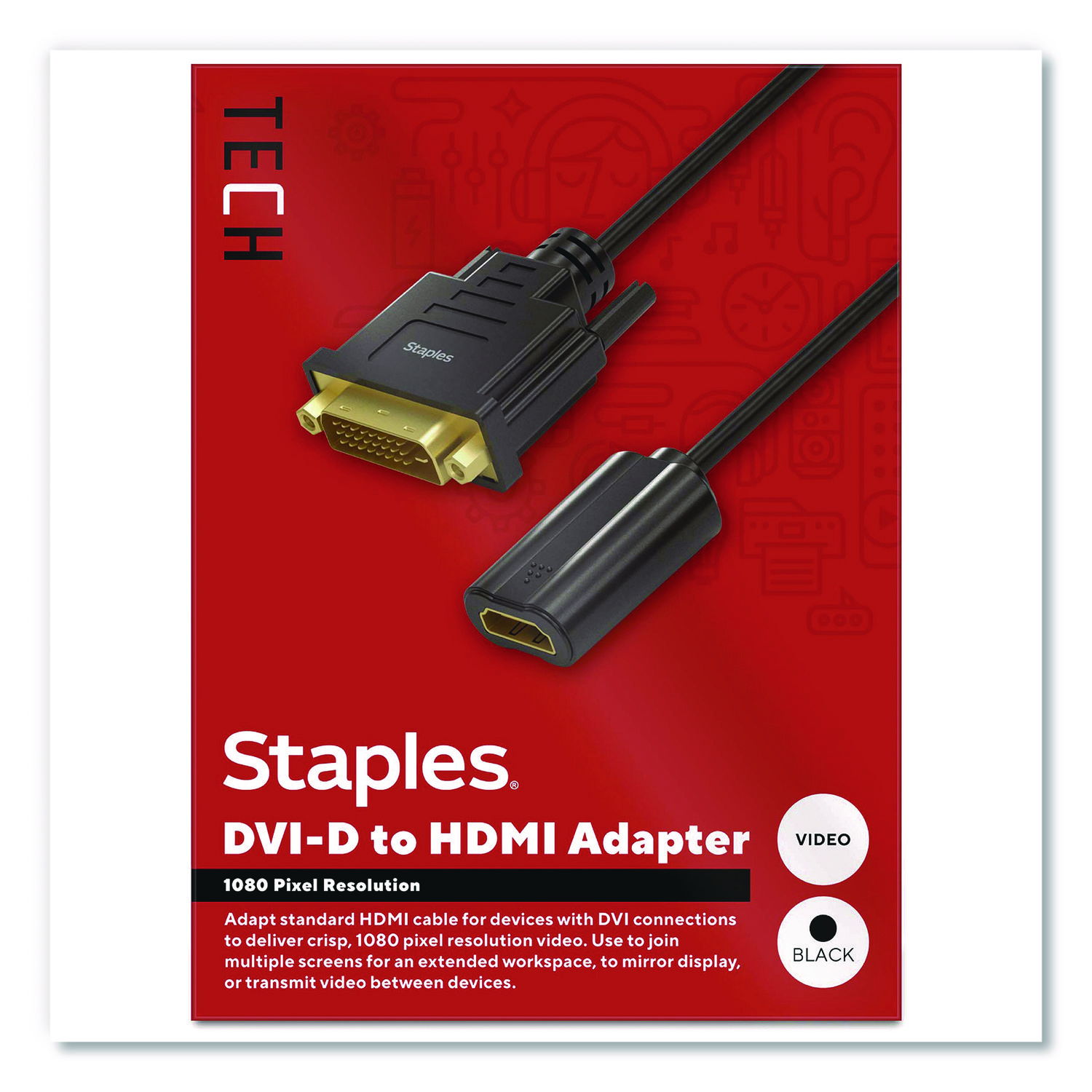 DVI-D to HDMI Audio/Video Adapter, 6", Black