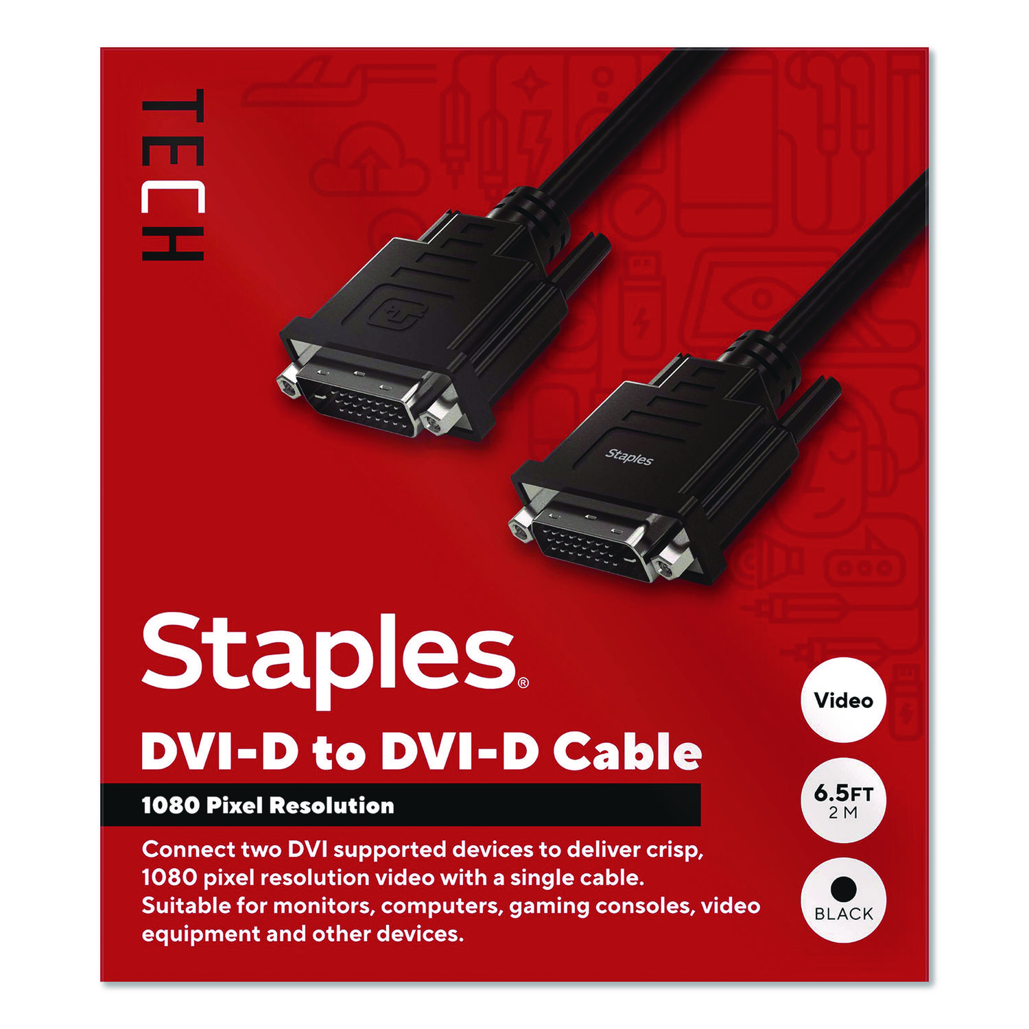 DVI-D to DVI-D Cable, 6.5 ft, Black