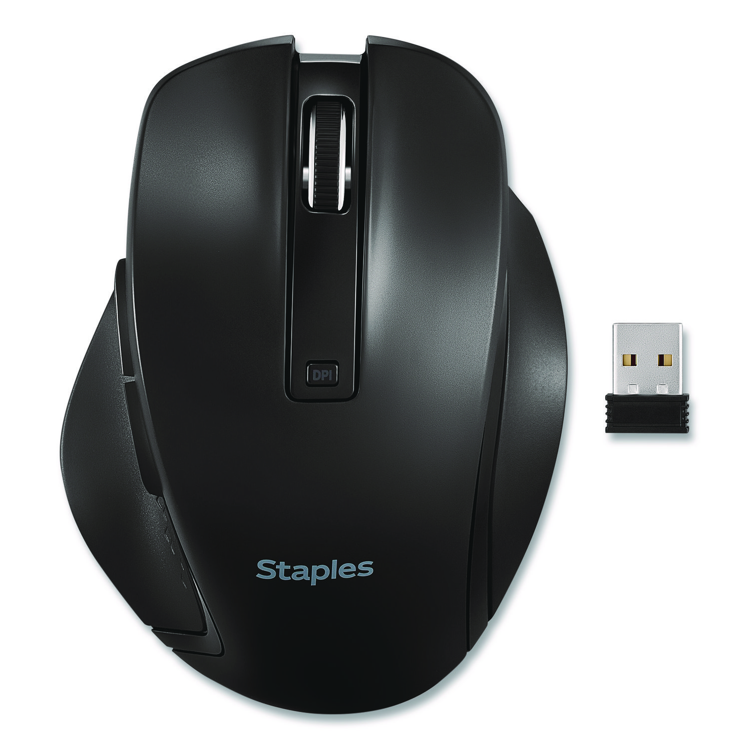 Wireless Ergonomic Curved Optical USB Mouse, 2.4 GHz Frequency/33 ft Wireless Range, Left/Right Hand Use, Black