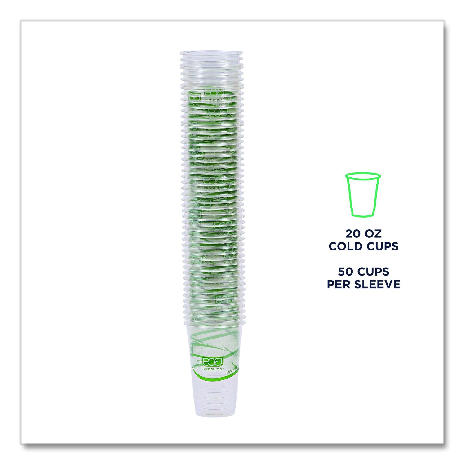 GreenStripe Renewable and Compostable Cold Cups, 20 oz, Plastic, Clear ...