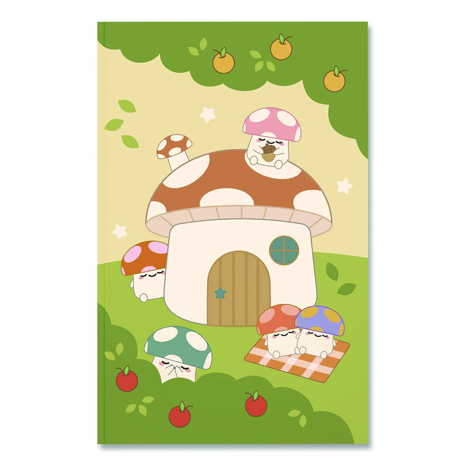 Smoko Mushroom Garden Layflat Notebook, 1-Subject, Medium/College Rule, Green/Tan/Red Cover, (72) 8 x 5 Sheets